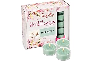 HYOOLA Scented Tealight Candles - Clear Cup - Fresh Cotton