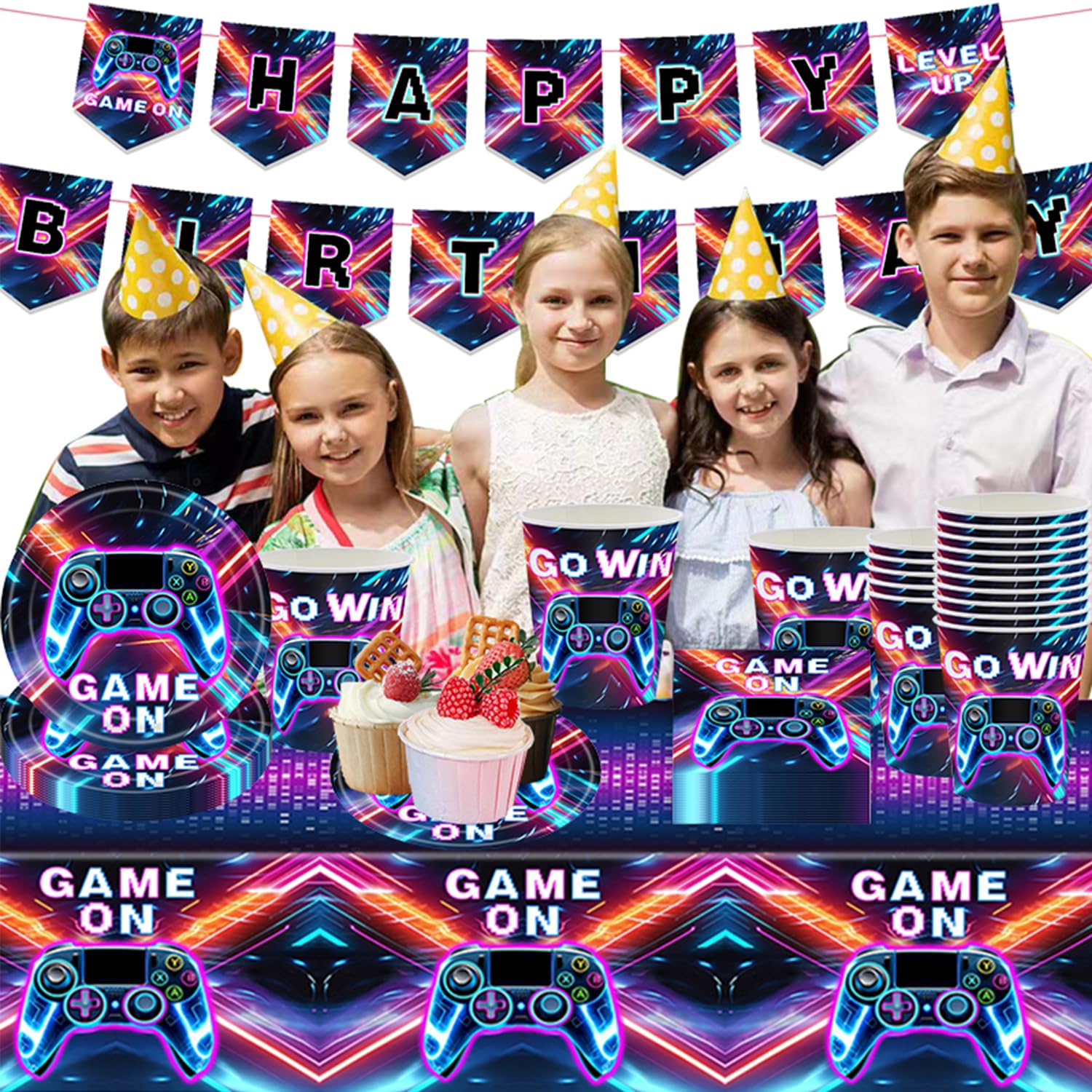 Kinderfeestje Thema Servies Doyomtoy Spiel Party Dekoration 61 Stück