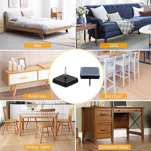 Miniatura 5 de 36 deslizadores de uñas de 1 pulgada (0.984 in), cuadrados de teflón para silla, almohadillas deslizantes para muebles, armarios, sillas, patas,