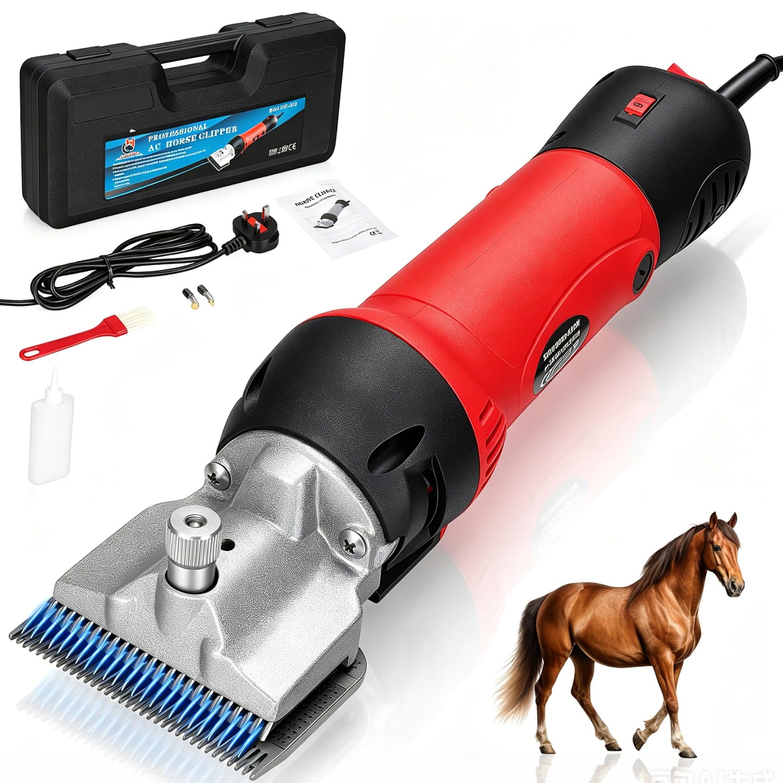690W Heavy Duty Horse Clippers, 6-Speed Corded Grooming Kit for Thick Hair