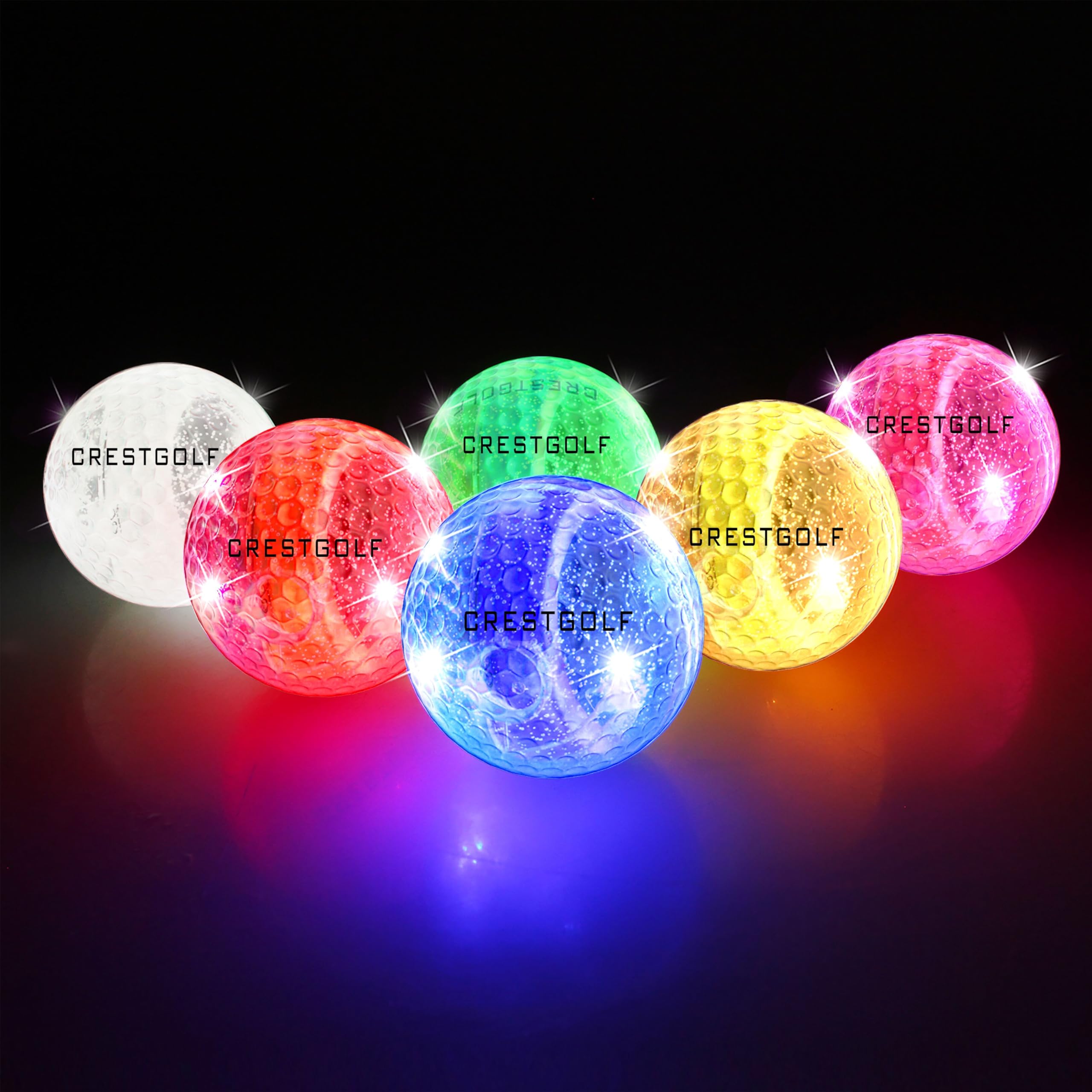 CRESTGOLF 3 unidades/6 bolas de golf LED brillantes para la noche, 4 luces LED, bolas de golf muy brillantes y perfectas para golf de larga distancia