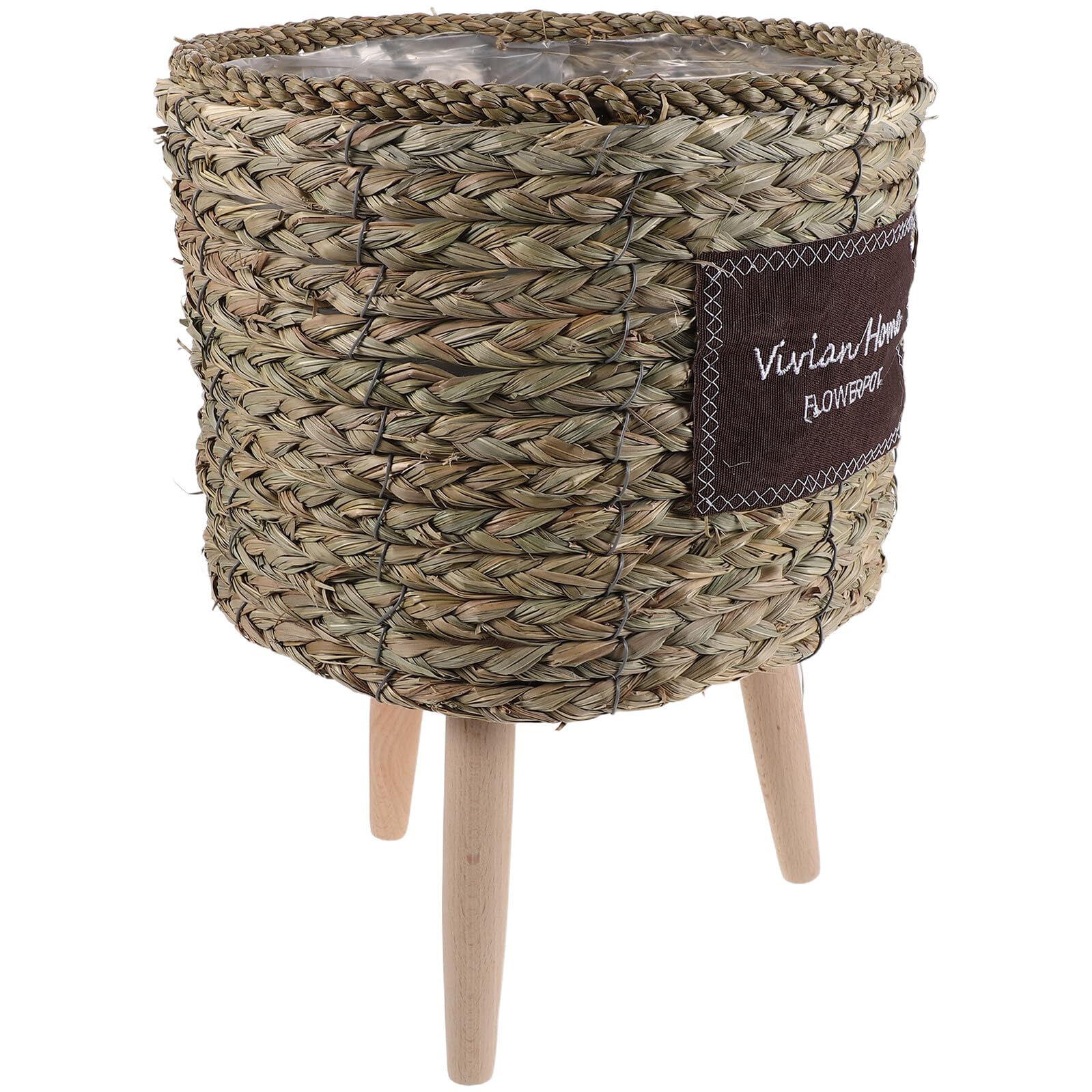 Panier à fleurs tressé jardinière rustique support bois intérieur extérieur Abaodam