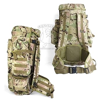 マルチカモ バックパック 大容量　55L SHENKEL 容量可変 1.2〜2.5L タクティカル フラット バック