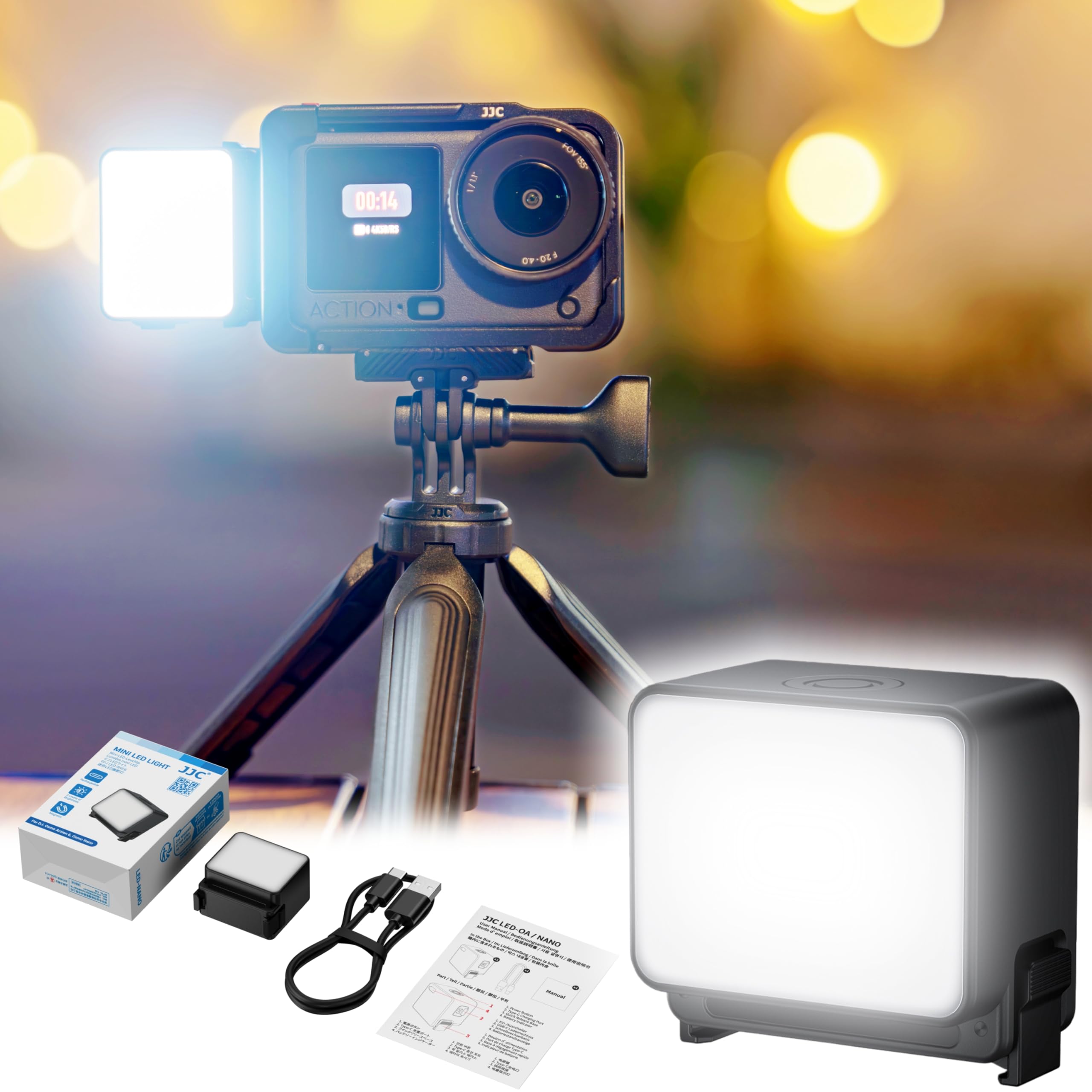 JJC Magnetic LED Light for DJI Osmo Action 6,IPX5 Waterproof,SOS Mode