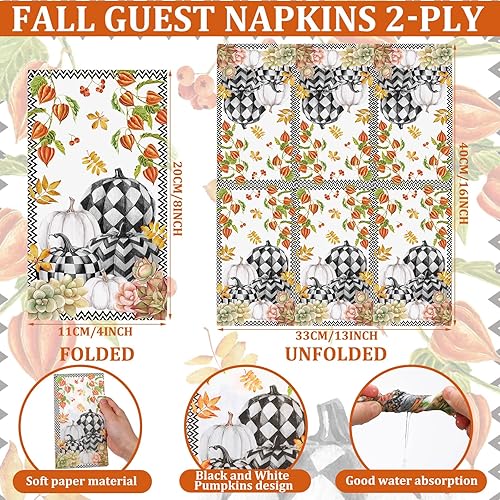 Miniatura 100 de Seajan 200 servilletas de papel de cuervo y gato, toallas de mano desechables para baño, toallas desechables para invitados de primavera y verano