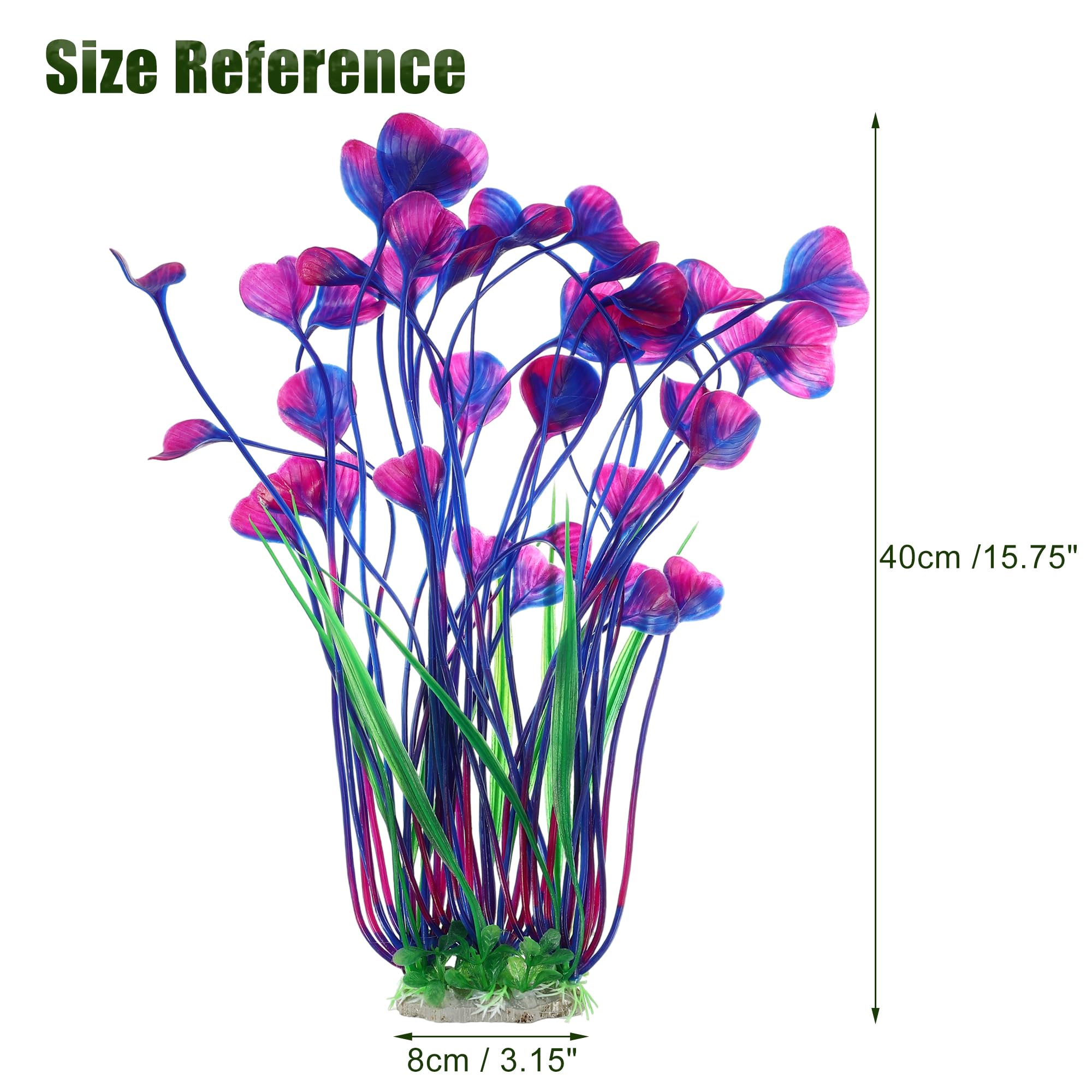 CAPASTEC Large Plastic Aquarium Plants for Fish Tanks Decor, 15.75" Height, Purple Green (2pcs), Purple, Green - Image 3