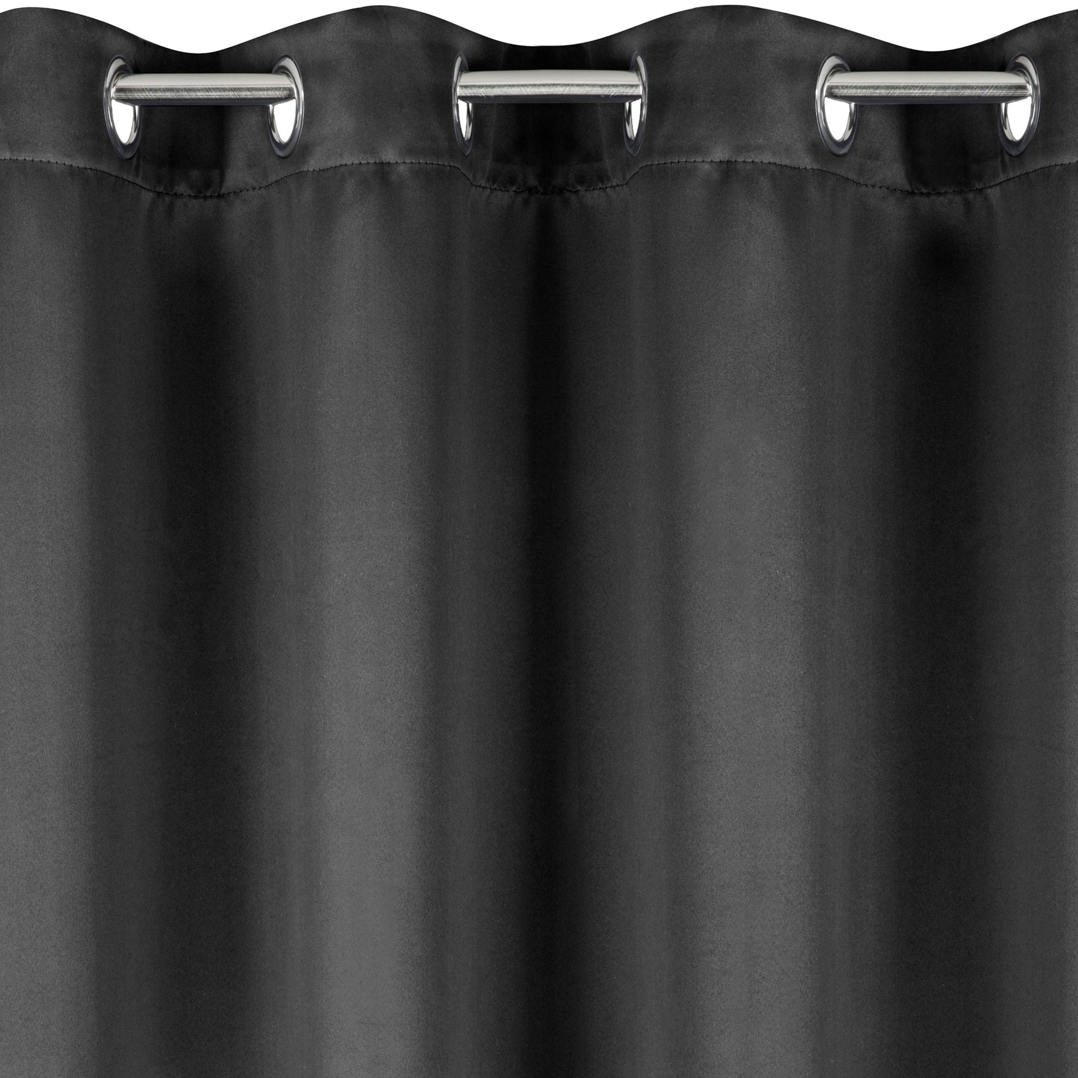 Eurofirany Smooth Blackout Blackout 8 Eyelets Soft Curtains Modern Simple Bedroom Children's Room Living Room Polyester Black 135 x 250 cm - Image 2