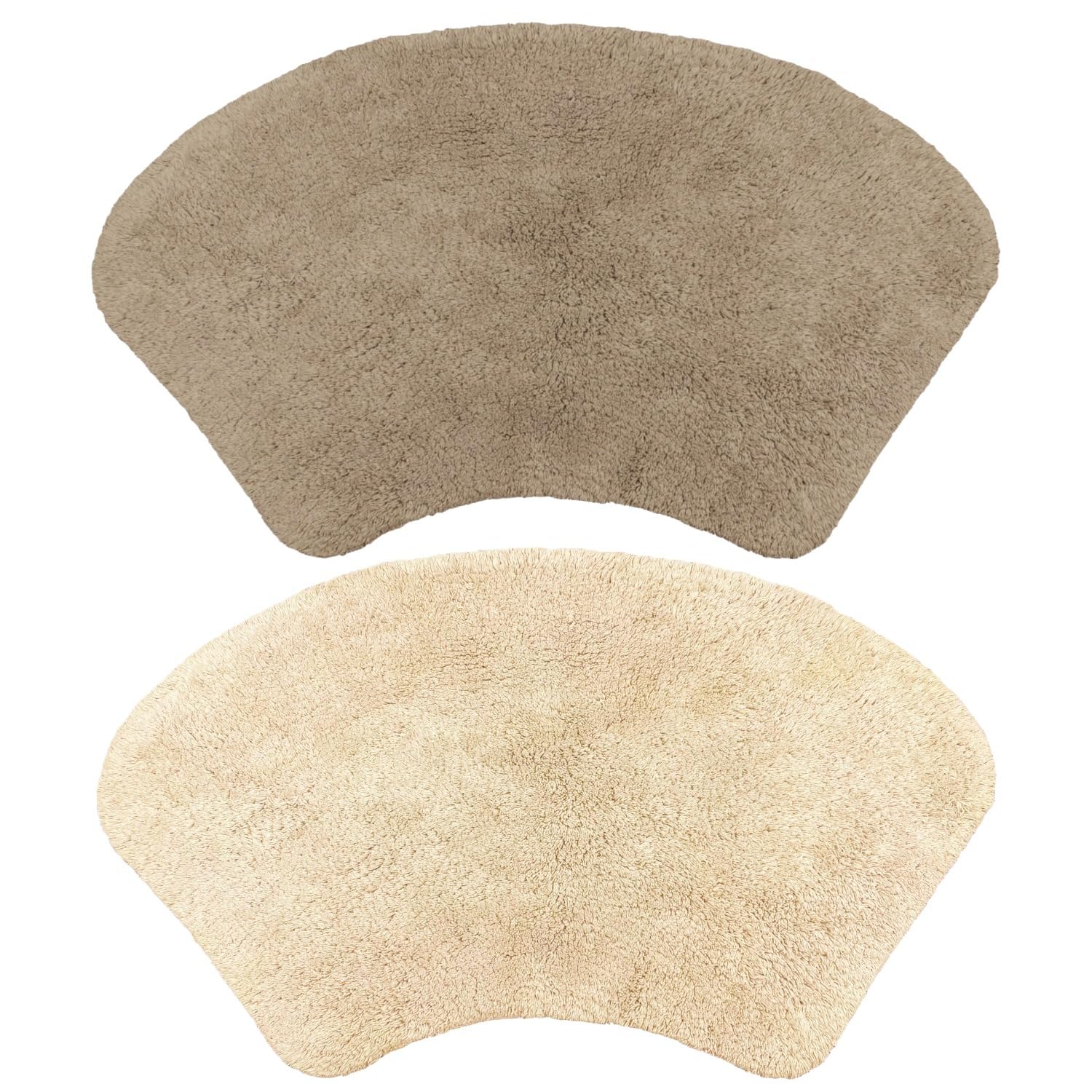 Allure Curved Shower Mat 48 x 80cm Set of 2 – 100% Cotton Shaped Bath Mats, Super Soft, Absorbent, Washable Bathroom Rugs for Quadrant Shower Cubicle, Bathtub (Mocha & Stone) — image 1