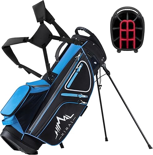 Bolsa de golf de 14 vías, bolsas de golf para hombres con soporte, divisores superiores ergonómicos con 10 bolsillos para palos de golf