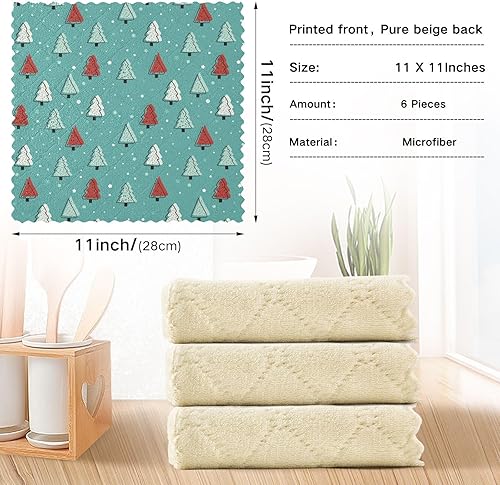 Miniatura 3 de KLL Christmas Trees Blue Microfiber Cleaning Towels Kitchen Tea Towels Microfiber Tea Towel Turkish Hand Towels Kitchen Terry Dish Cloth
