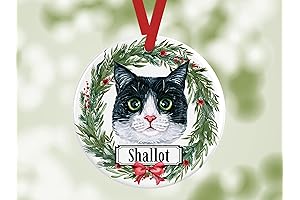 2024 Black and White Cat Christmas Tree Ornament, Personalized Pet Xmas Ornament...