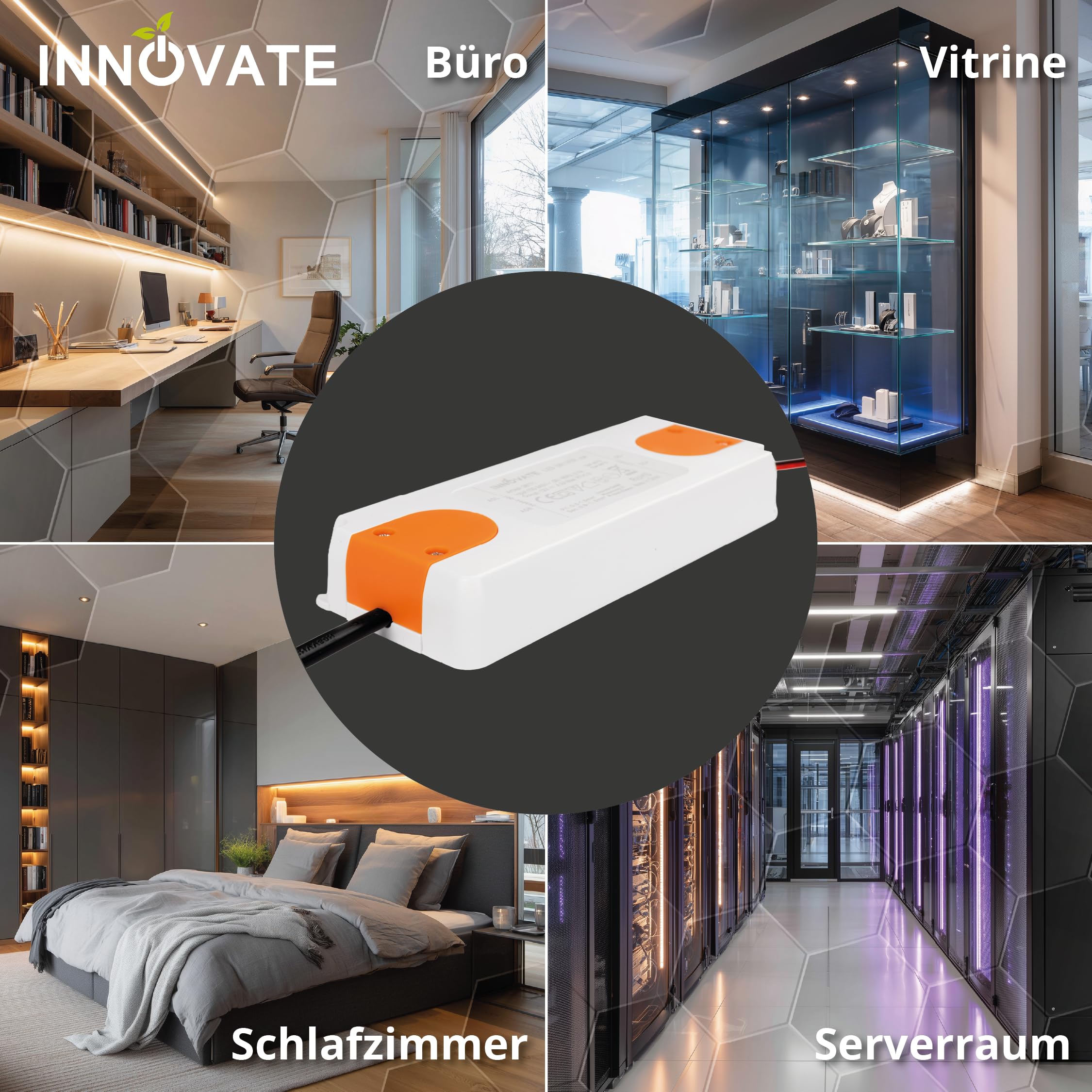 INNOVATE DC 12V Netzteil LED 0-50 W mit Stecker I LED Trafo 230V auf 12V