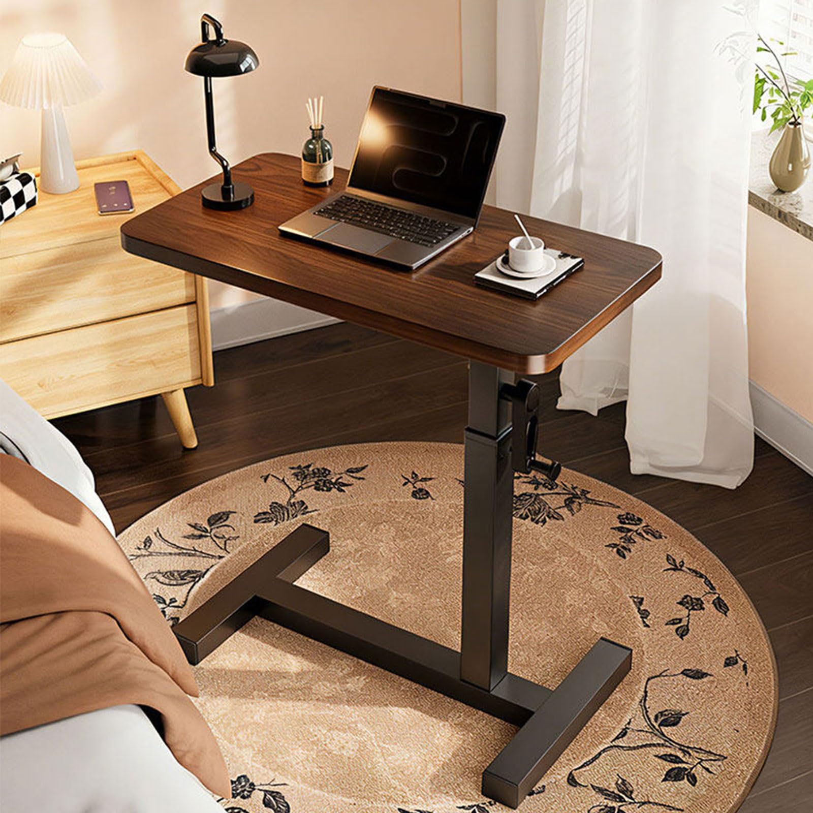 Altura Ajustable Mesa auxiliares Cama sofá,Mesa Ordenador portatil pequeña con Ruedas,Mesa for Comer en Dormitorio camao,para Salón Sofá Oficina Mesa de Comer Médica Hospital(60 * 40CM/24 * 16IN)
