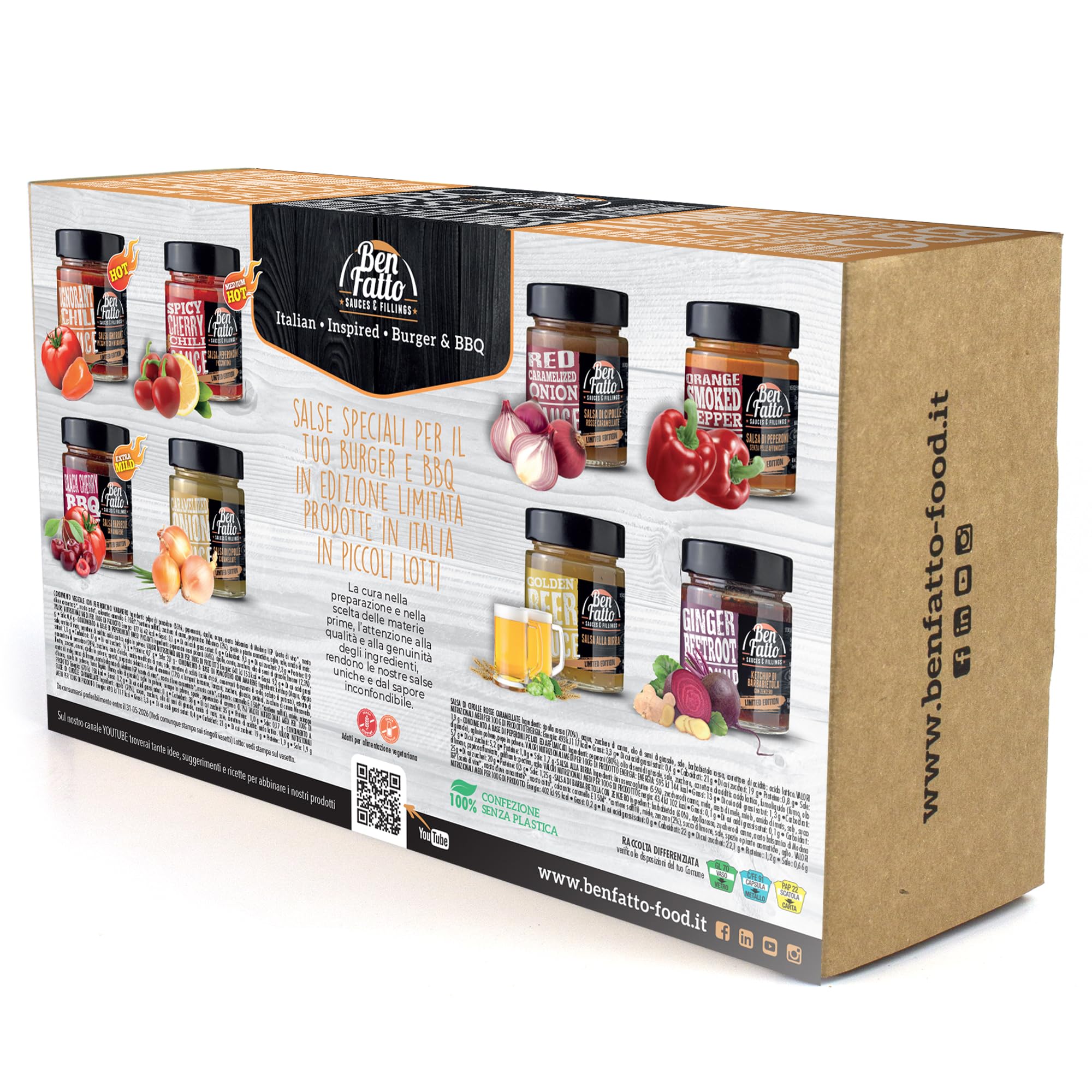 CONFEZIONE GOURMET Benfatto 8 vasi SALSE speciali per Hamburger e BBQ - CONFEZIONE REGALO - EDIZIONE LIMITATA - Made in Italy