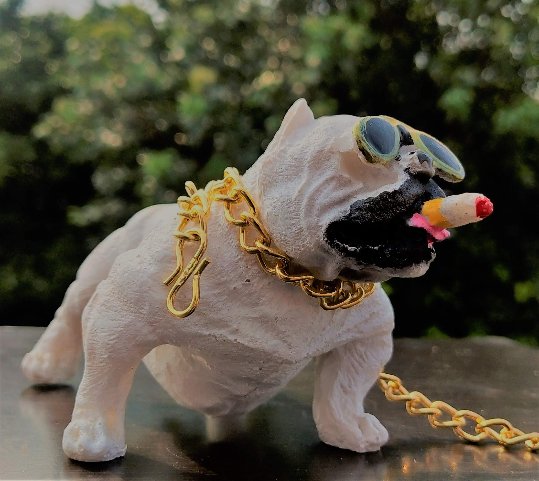 Woomenzara Trending Cute Bully Dog Pit Bull Dog Home Decor Car Dashboard Display Decoration Statues White