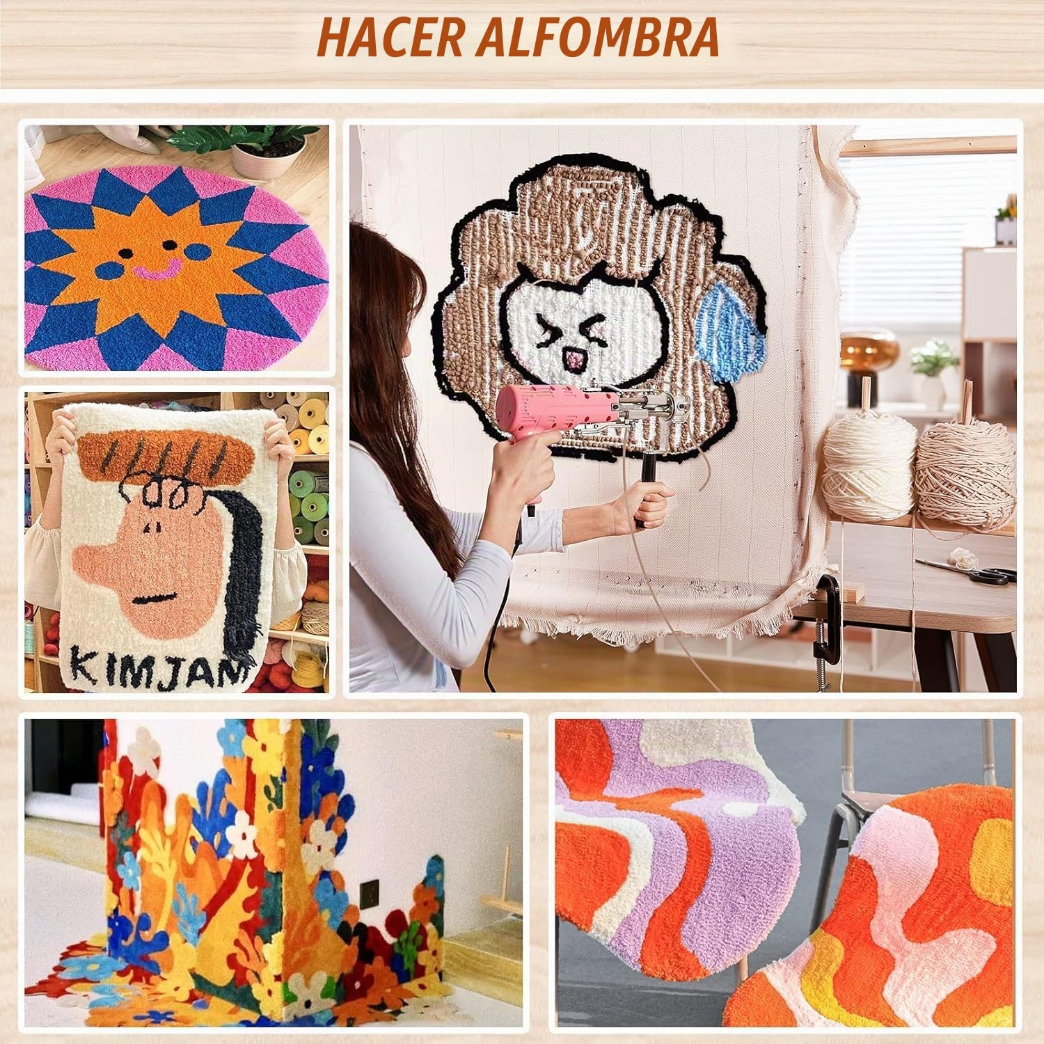 BESGEER 29,5" x 29,5" Marco de Tapiz y Tufting para la Fabricación de Alfombras