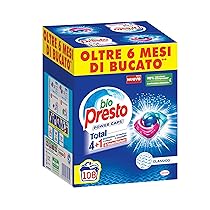 Bio Presto Power Caps Classico, Detersivo Lavatrice Predosato in Capsule, Confezione da 108 Lavaggi