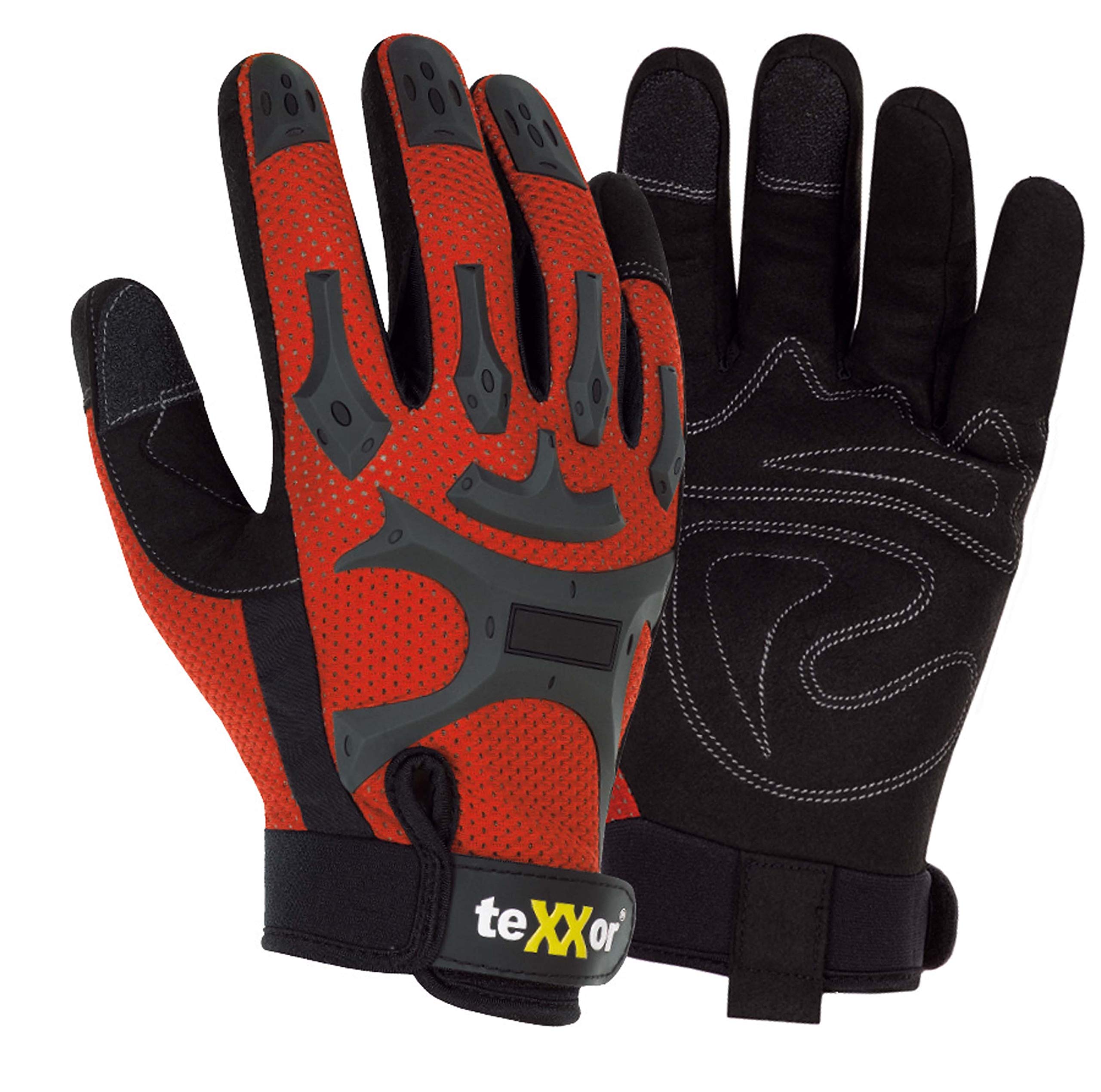 (12 Paar) teXXor Handschuhe Kunstlederhandschuhe Buckley 12 x rot/schwarz 8