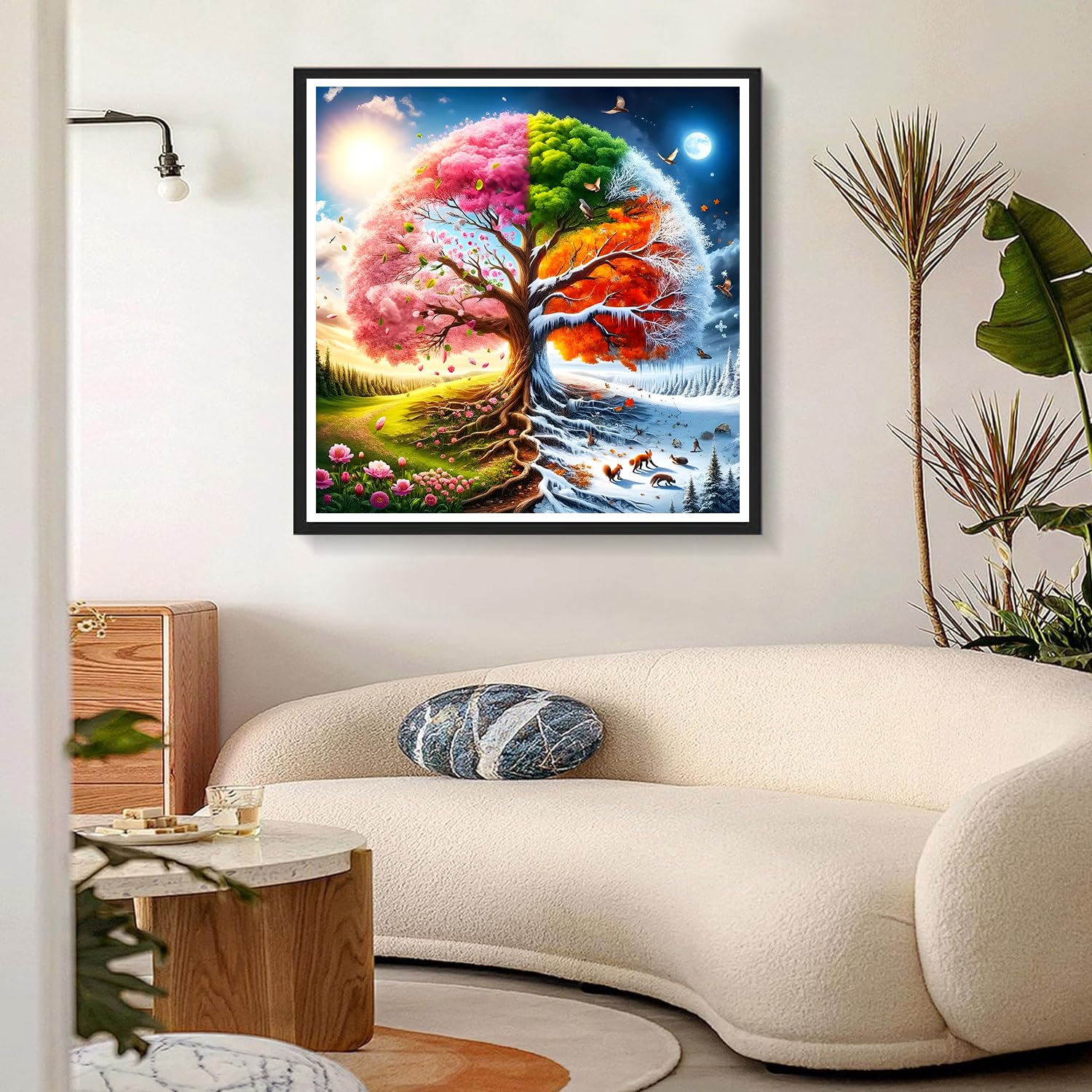 DPHERO Tree of Life Diamond Painting Kits for Beginners Adults,5D DIY Four Seasons Diamond Art Kits,Round Full Drill Sun and Moon Gem Art Crafts,DIY Painting by Numbers for Home Wall Decor 12x12 inch - Image 3