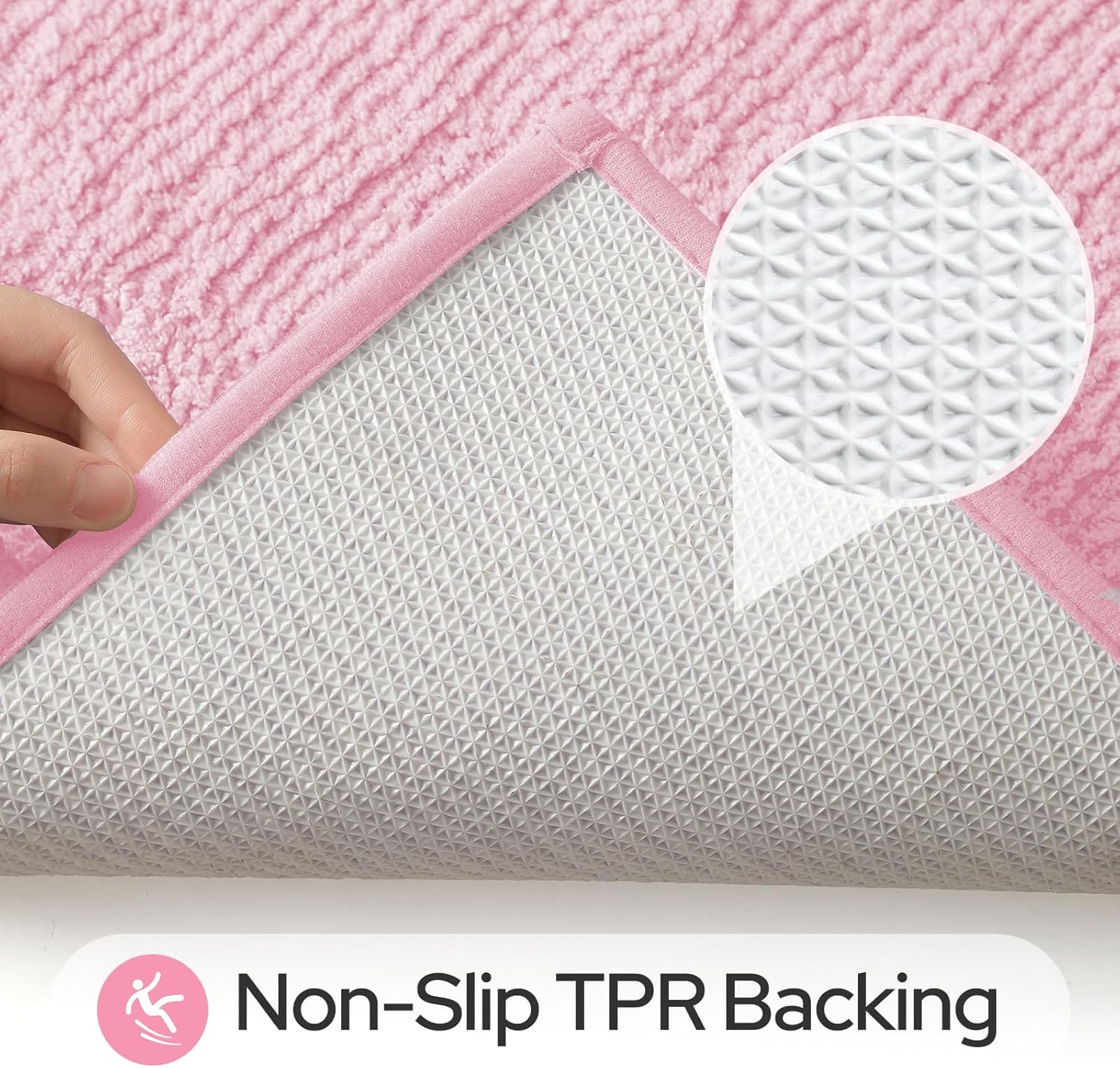 HOMEIDEAS Bathroom Rugs Sets 2 Piece, Super Soft and Absorbent Microfiber Tufted Bath Mats, Non-Slip and Machine Washable Bath Rugs(Light Pink) - Image 4