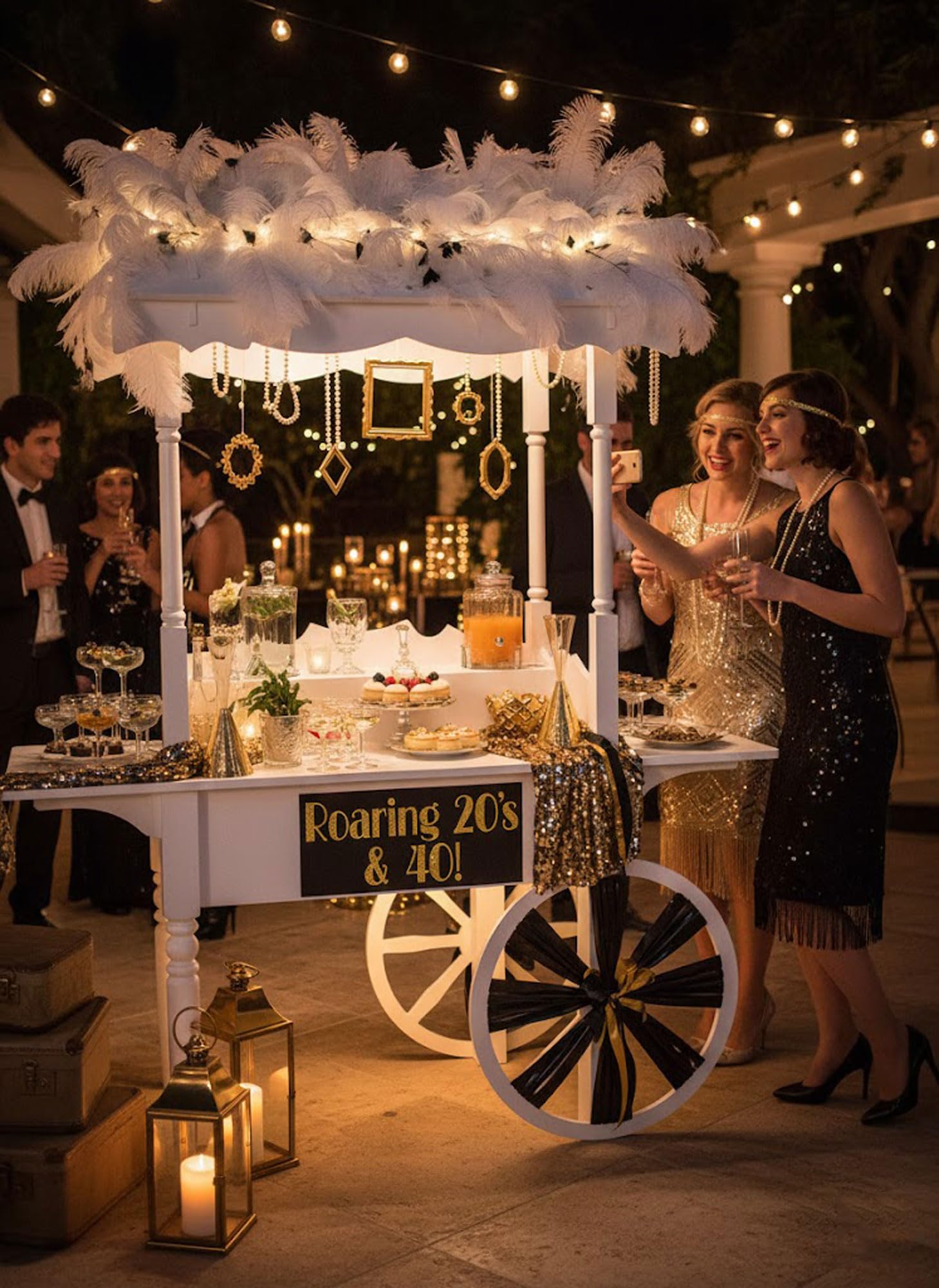 Carrito de caramelos blanco para bricolaje, mesa de 62 pulgadas, impresionante carrito de dulces para fiestas de cumpleaños, bodas y centros de mesa de baby shower, ruedas fijas para fotos