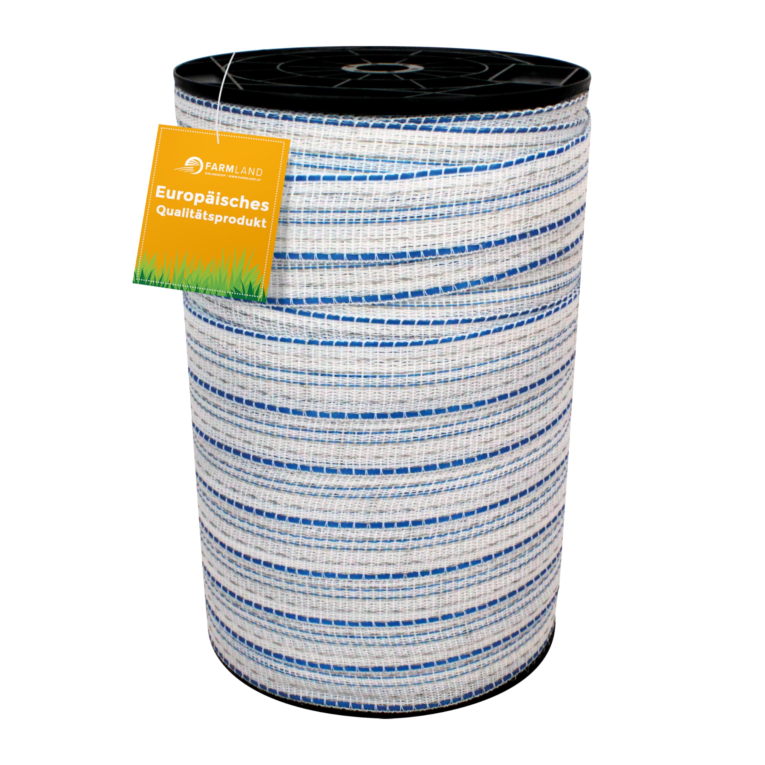 Farmland Herkules Power Weidezaunband - 200 Meter Weidezaun Band - Robustes Weideband mit NIRO und Aluleitern - 38 mm breites Weidezaun Breitband für alle Tierarten