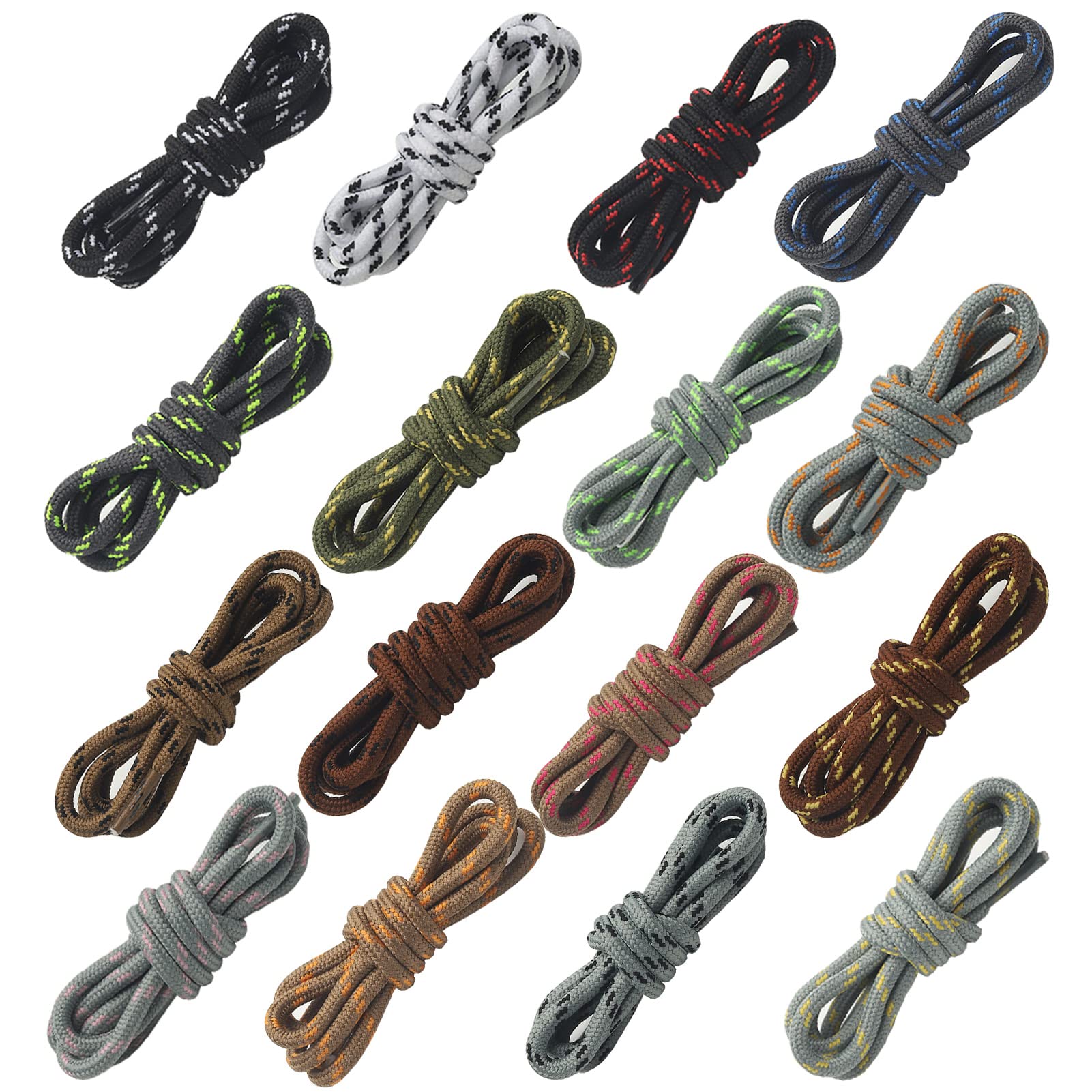 Amerlery16 Pairs Oval Shoe Laces, Half Round 1/4" Shoelaces 23"-78", Shoe Strings for Athletic Running Sneakers