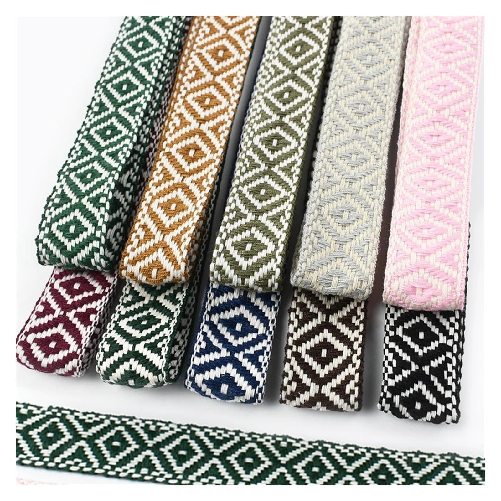 Ruban Jacquard Ruban en coton jacquard de 2, 4, 8 ou 10 mètres, 25 mm, for sacs, vêtements, tresse décorative, couture, biais(Yellow,25mm-10Meters)