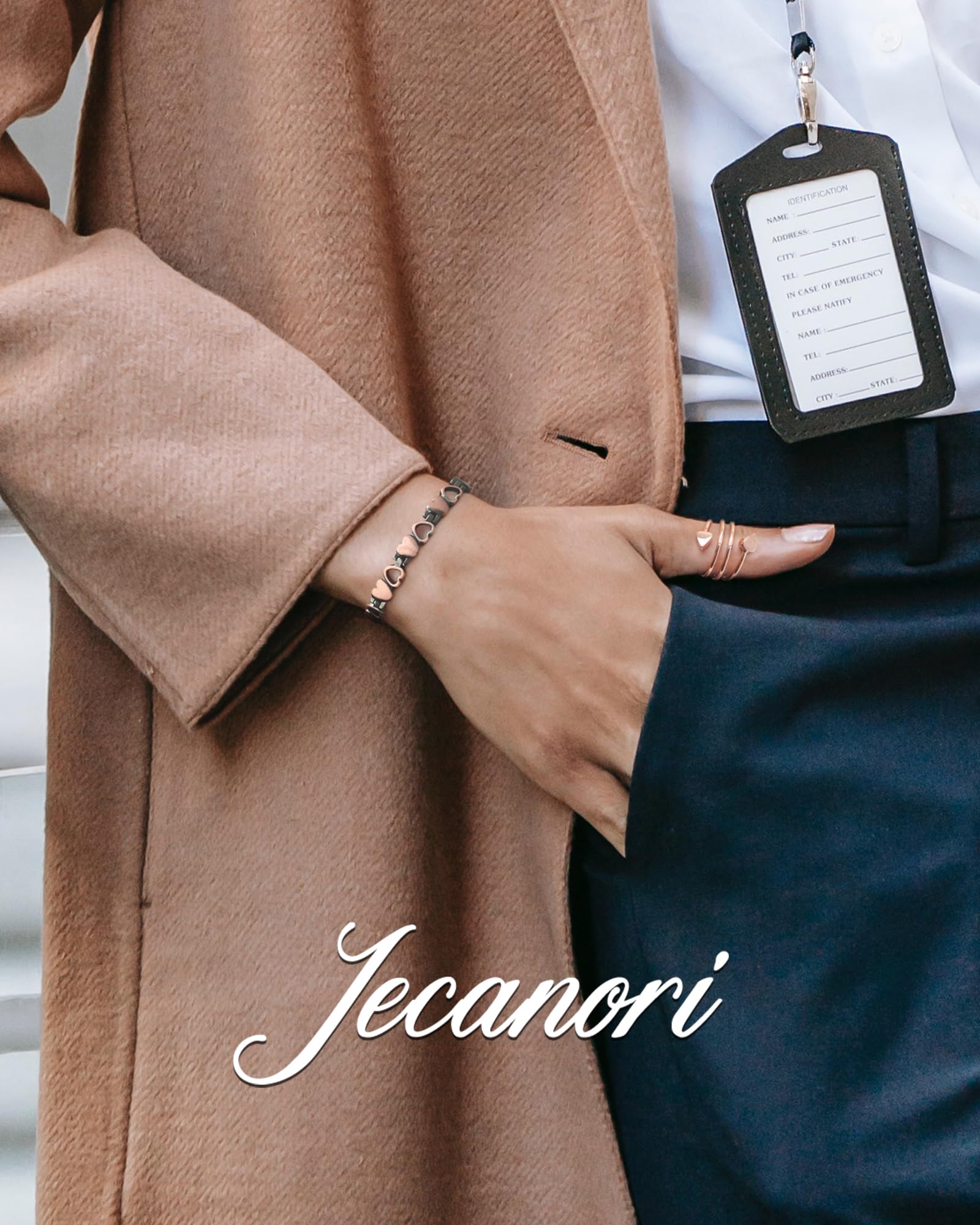 Jecanori Pulsera magnética de cobre puro 99,99% para mujer, ultrafuerte, con caja de regalo y herramienta de extracción