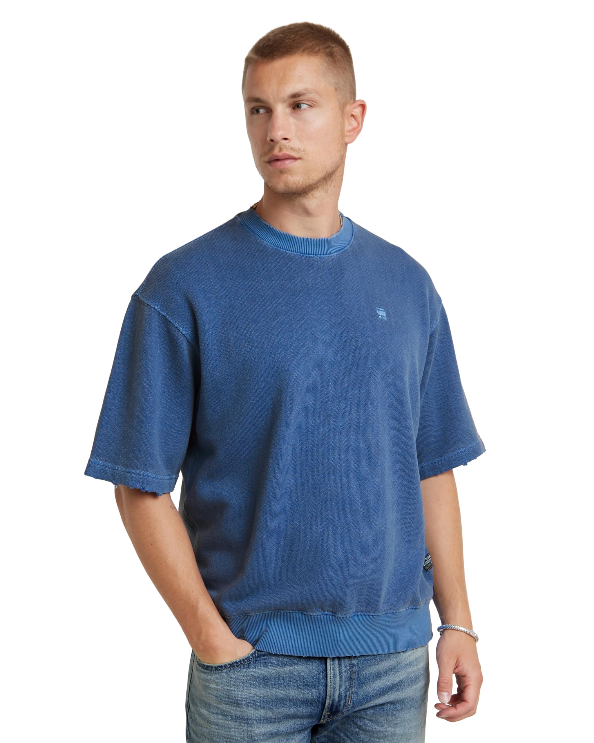 G-Star Men's Overdyed Loose Sweater, Blue (radar blue gd D24679-D688-G474), XS