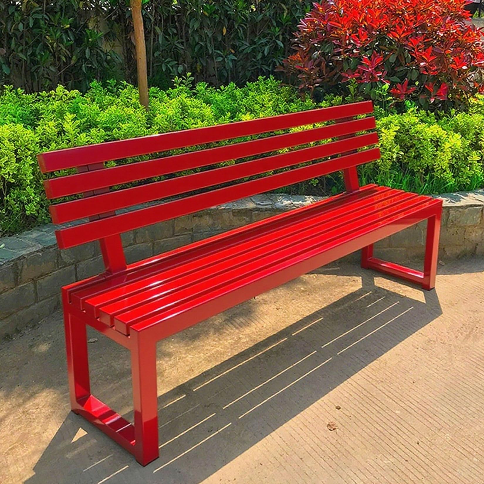Asiento al aire libre de metal forjado rojo con máxima resistencia exterior
