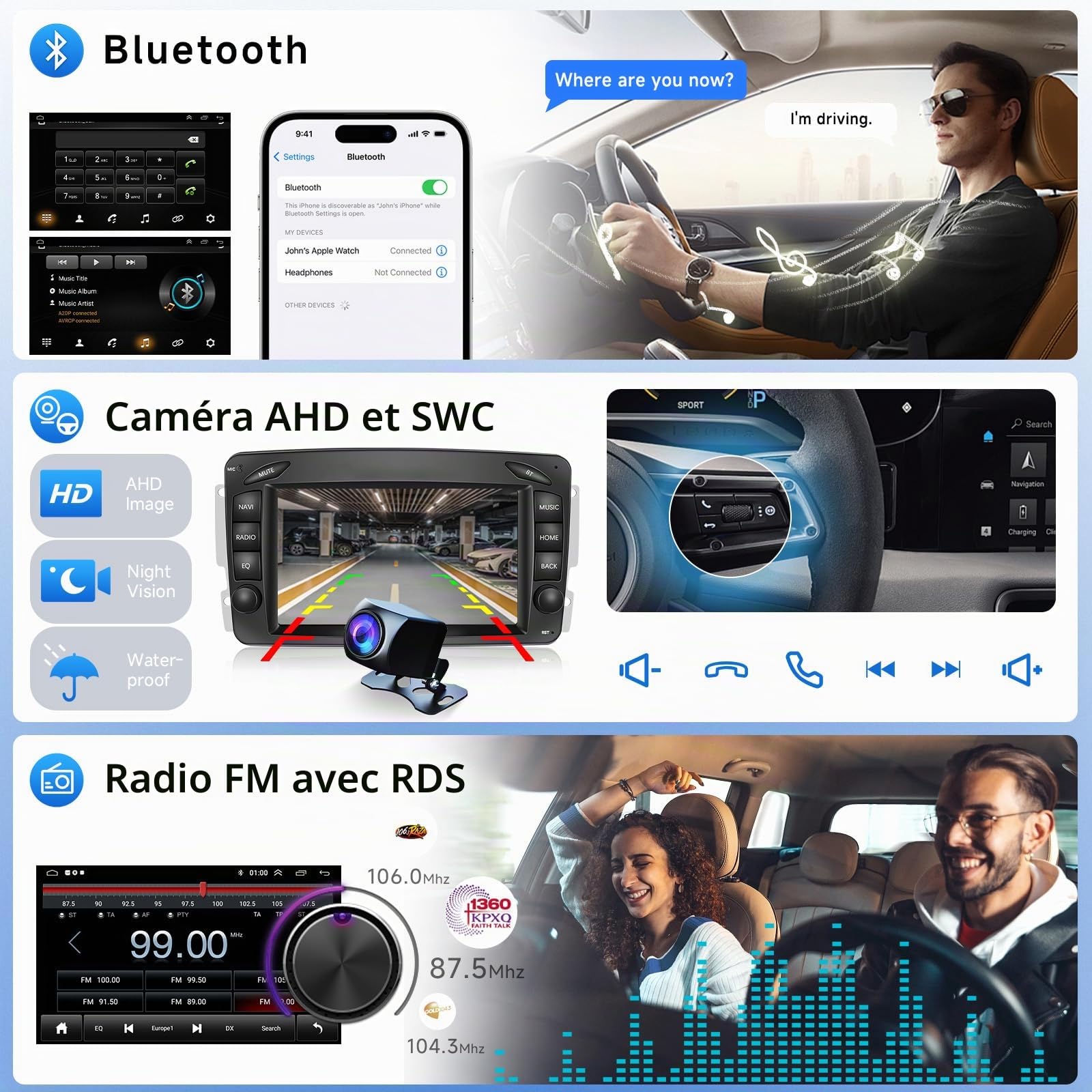 VECHTEL 2G+64G Autoradio pour Mercedes Benz C CLK G Classe W203 W209 W463 Viano Vito avec CarPlay Android Auto sans Fil, Écran Tactile 7 Pouces Autoradio Android 13, GPS WiFi Bluetooth Caméra