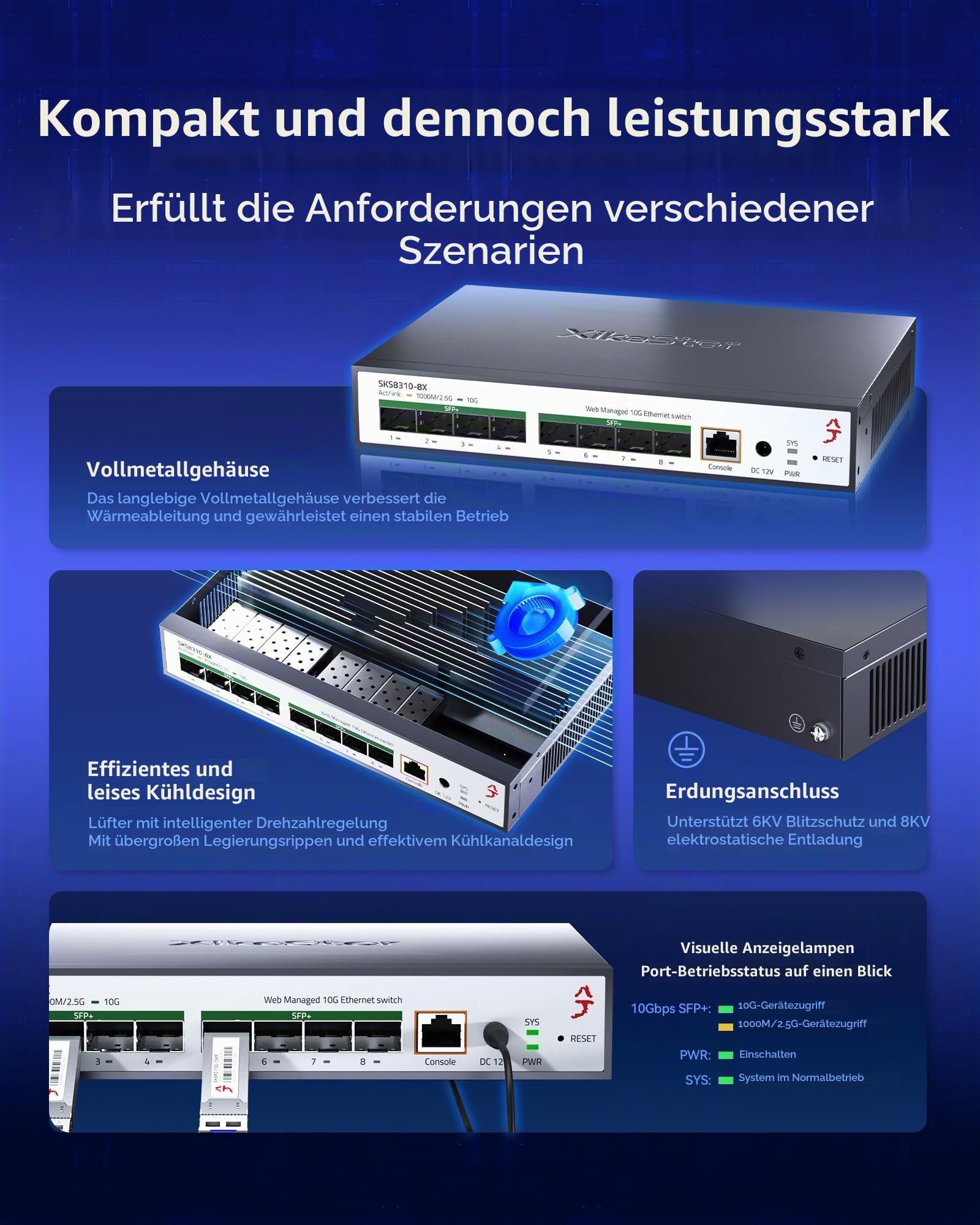 8-Port 10Gbit Switch SFP+ L3-Managed Switch