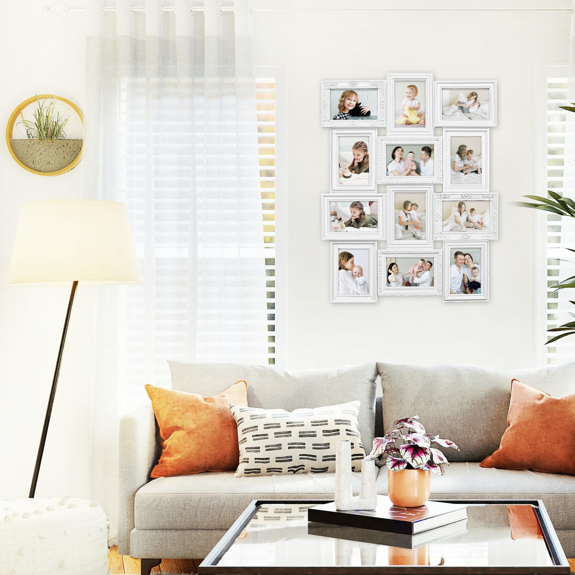 HELLO LAURA - Photo Collage Frames for Wall White Curved Classic European Style 12 Opening 27