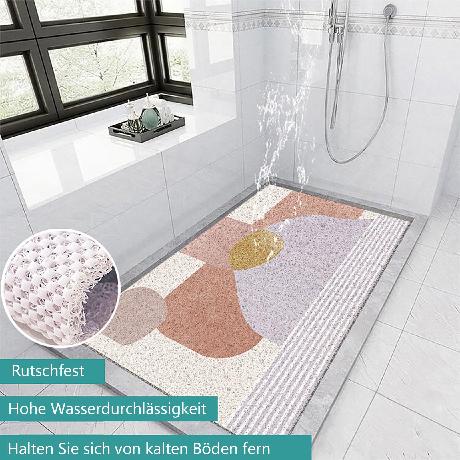 Alfombrilla Antideslizante Ducha Estilo Minimalista Alfombra Ducha Antideslizante PVC Suave y cómodo Alfombrilla Ducha Antideslizante Alta Permeabilidad al Agua