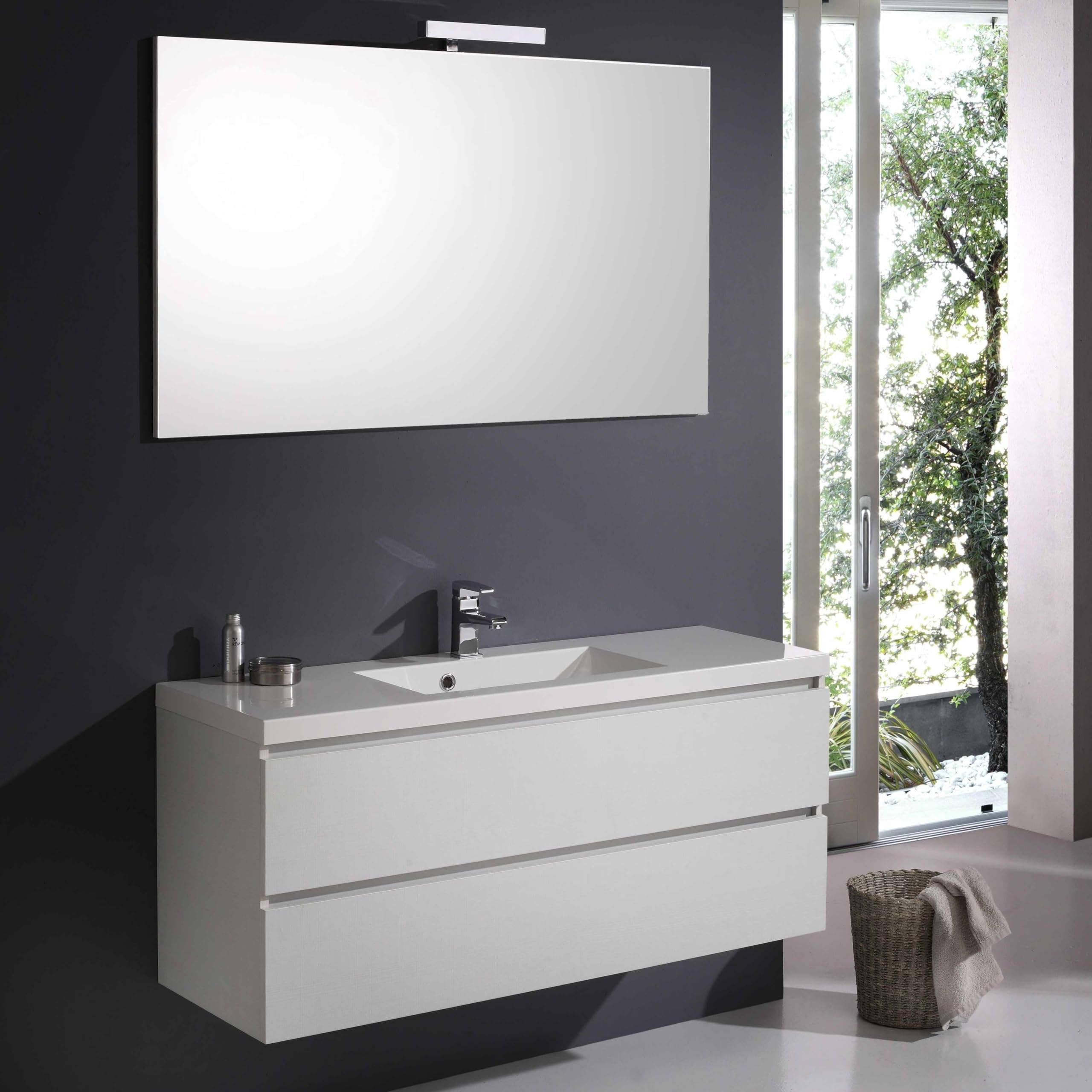 Kiamami Valentina - Mobile Bagno Con Cassetti 120 Cm In Bianco Foresta | Manhattan