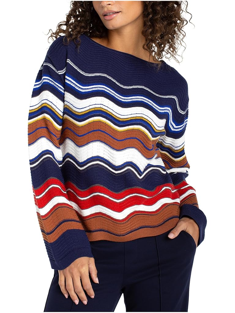 Multi Liverpool Los Angeles Long Sleeve Boat Neck Scallop Hem Sweater