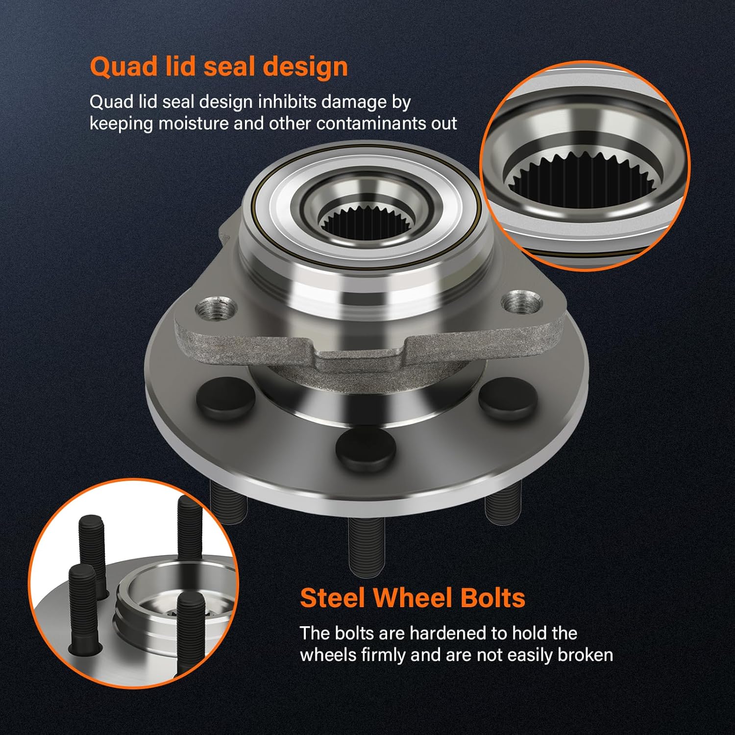 OCPTY New Wheel Hub Bearings Front fit for Dakota 1997-2004 for Durango 1998-2003 6 LUGS Compatible with OE 515007