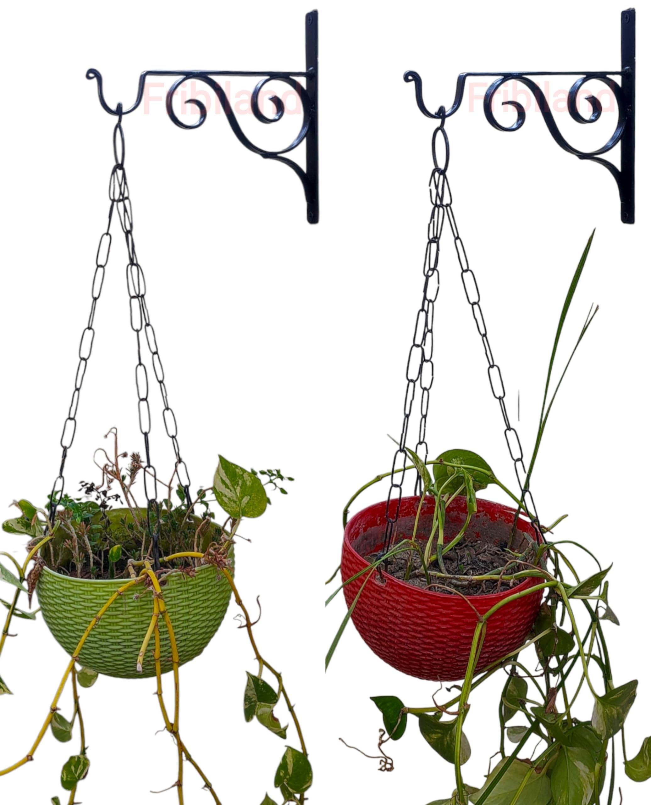 Fribiland Iron Metal Hooks Hangers Brackets for Hanging Planters,Plants,Flower Pots Lanterns Bird Feeders Wind Chimes String Lights Lamps. Black Colour. Size- 20 by 18 cm (Set of 2)-image-34
