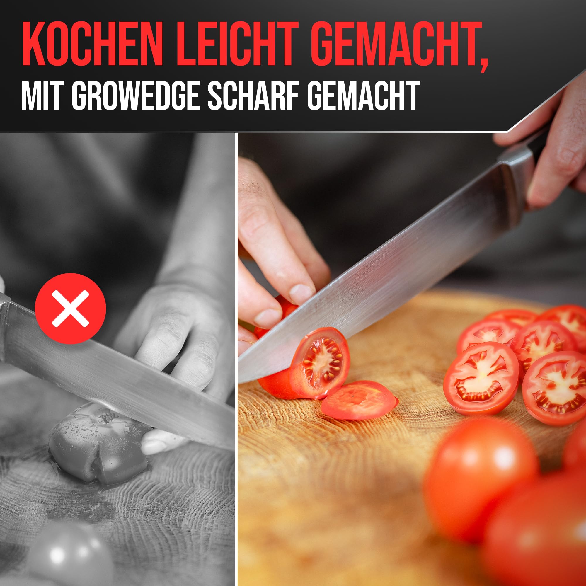 Messerschärfer [Walnuss] – Messerschleifer für glatte & gewellte Messer inkl. Keramik-Nachschleifstab | Scherenschleifer, Messer & Scheren-Schärfer | Knife Sharpener