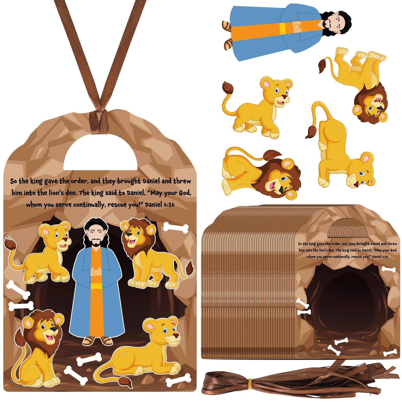 gisgfim 28 Set Daniel and The Lion's Den Craft Kit Sunday School VBS Religious Crafts DIY Christian Bible Stories Craft Kits Supplies for Easter Party School Home Office Activities