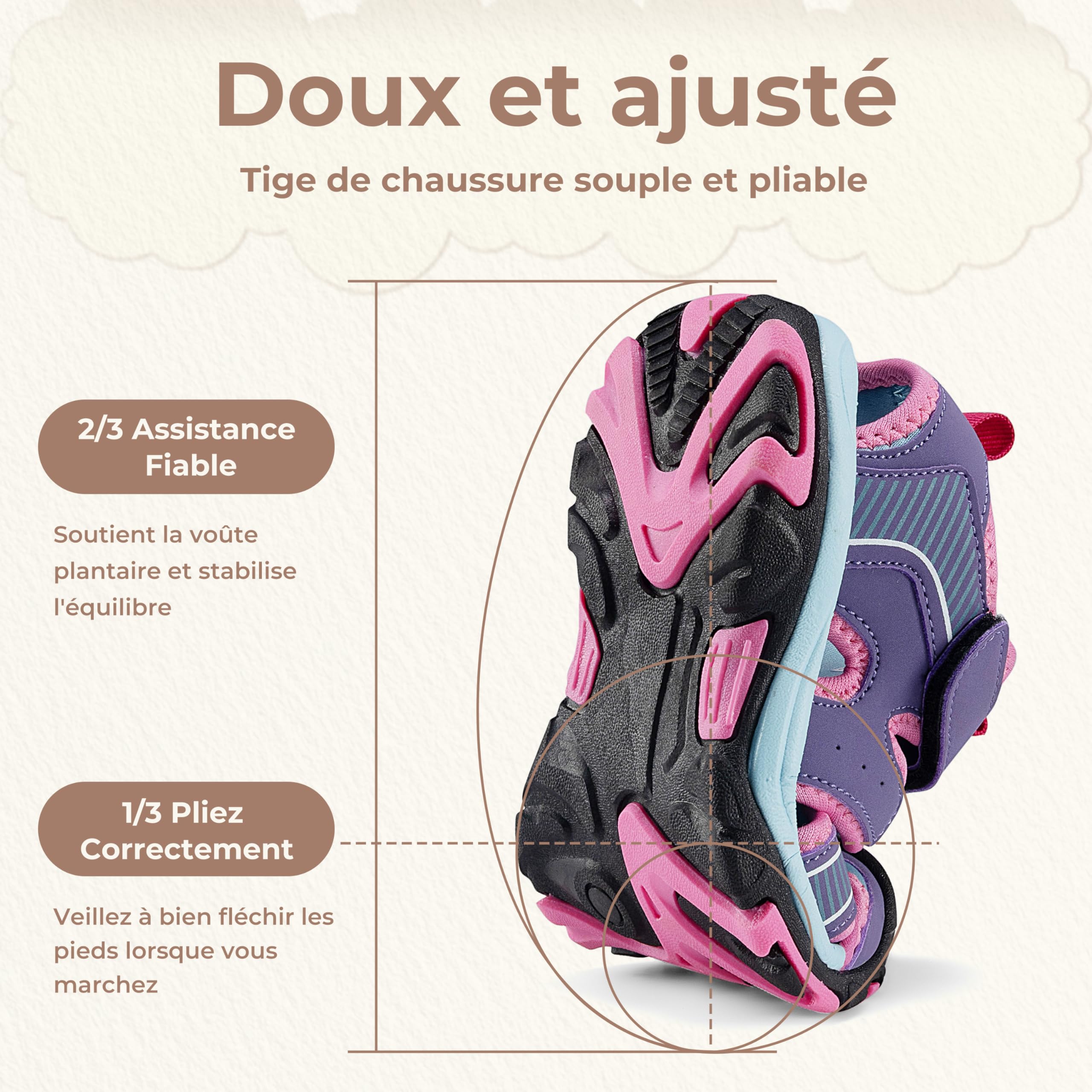 Mishansha Sandales de Sport Garçon Filles Bout Fermé Respirantes Sandales de Randonnée Légères Été GR.24-38