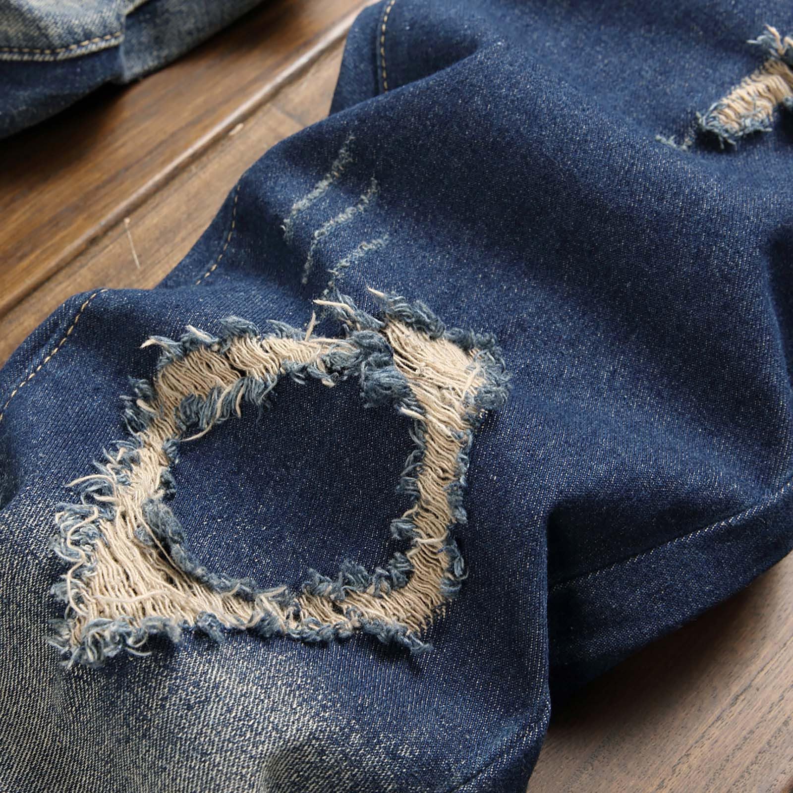 Jeans da uomo, lunghi, lavati, strappati, con tasche, per uomo, slim fit, larghi, per attività all'aria aperta, Hip Hop, leggings, morbidi, streetwear, abbigliamento da festa