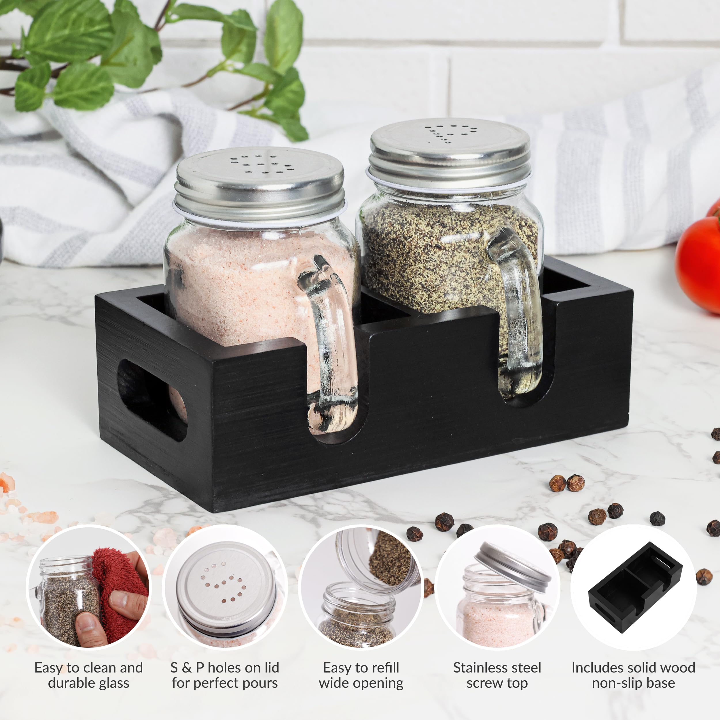 Amazon | Mason Jar ソルト&ペッパーシェイカー - ガラスシェーカー