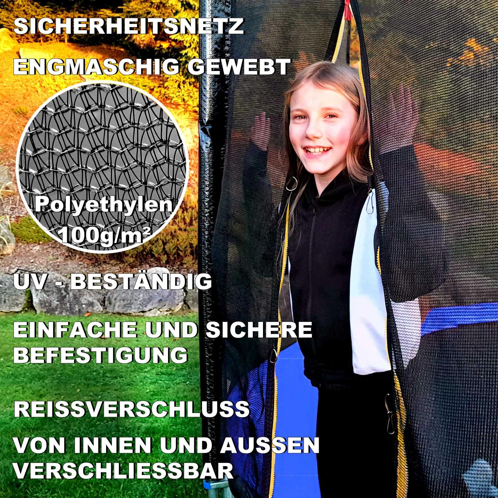 Trampolin Sicherheitsnetz Ø 183 185 244 250 275 277 300 305 335 337 366 370 396 400 427 430 457 460 487 490 (JS+EXD) Ersatzteile Netz Schutznetz Ersatznetz Gartentrampolin Outdoor