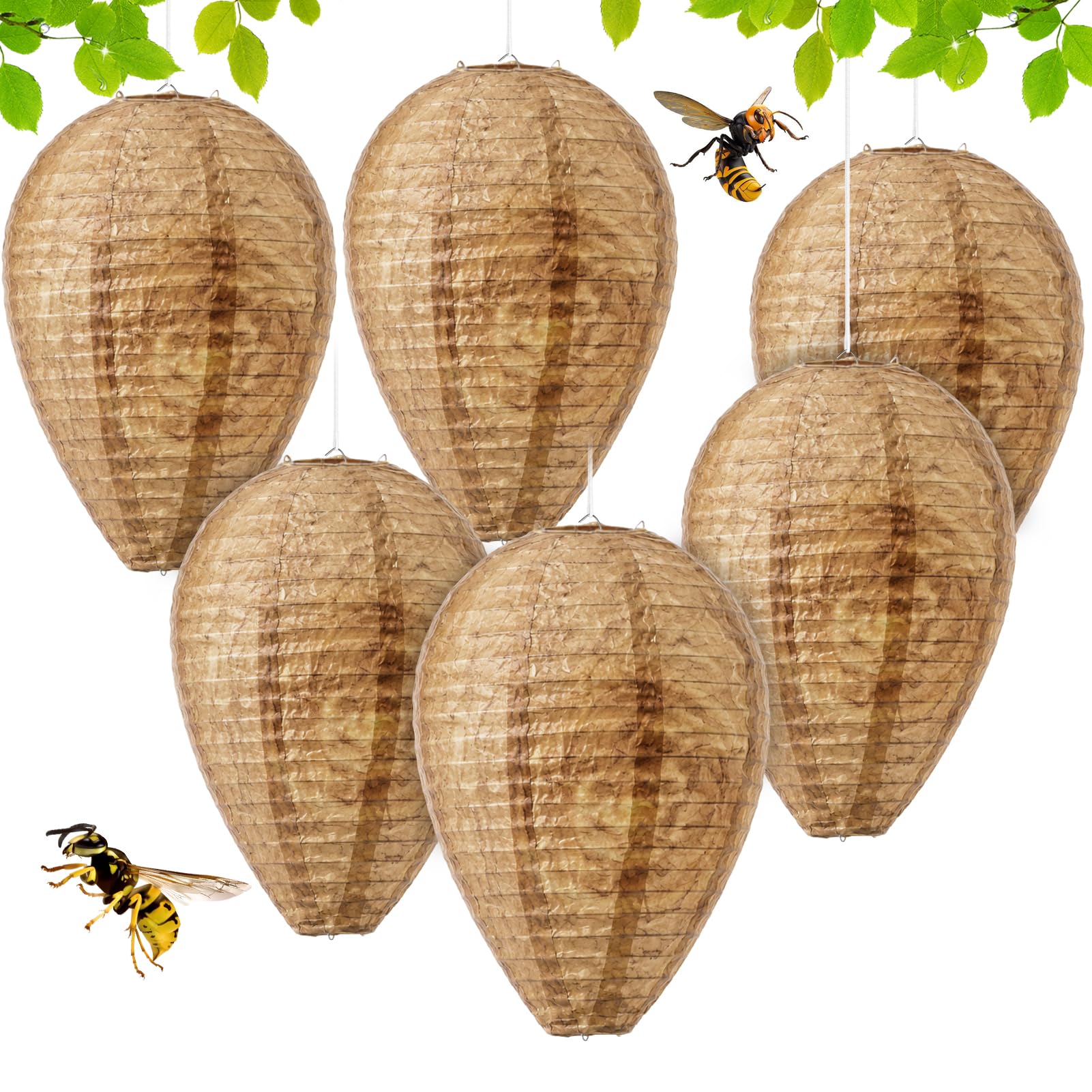 Señuelo de Nido de Avispas de 6 Piezas, Nido de Avispas Artificial, Señuelo de Nido de Avispas Resistente a La Intemperie, Señuelo de Nido de Avispones, Nido de Avispones Resistente a La Intemperie.