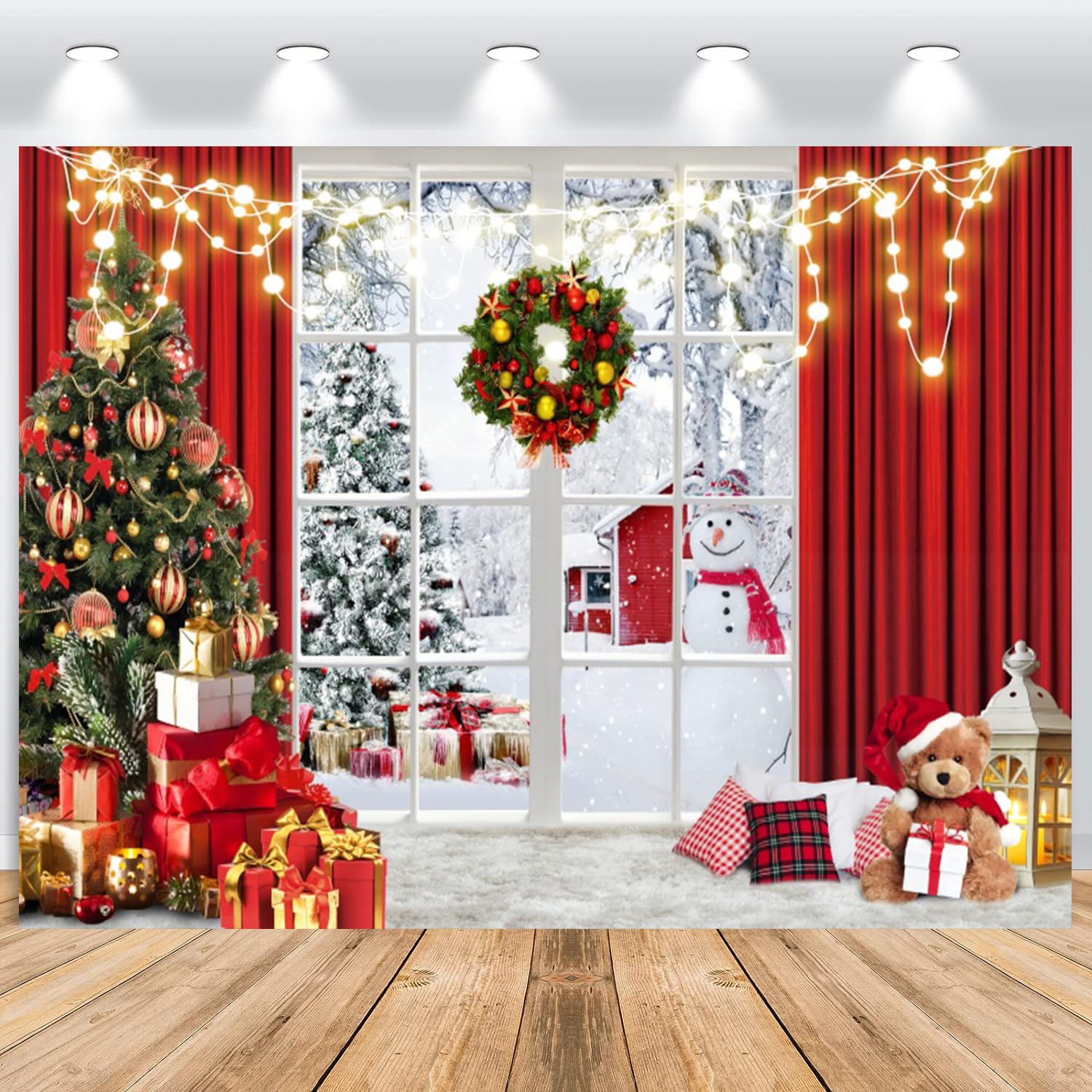 Schiebegardinen Weihnachten ASDCXZ Weihnachten Foto Hintergrund 2.2x1.5m,  Weihnachtsbaum Hirsch Warmes Licht Fotowand Hintergrund, Vinyl Abendessen  Hintergrund Tuch Familie Party Dekorationen Fotografie Fotobox Hintergründe  Fotografie Geschenk, image size:1500x1500