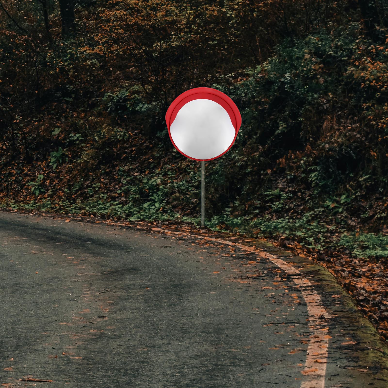 Specchio Convesso Rotondo Rosso per Sicurezza Traffico e Parcheggio | Vista Grandangolare, Uso Interno e Area Sosta, Design Antitheft e Resistenza alle Intemperie