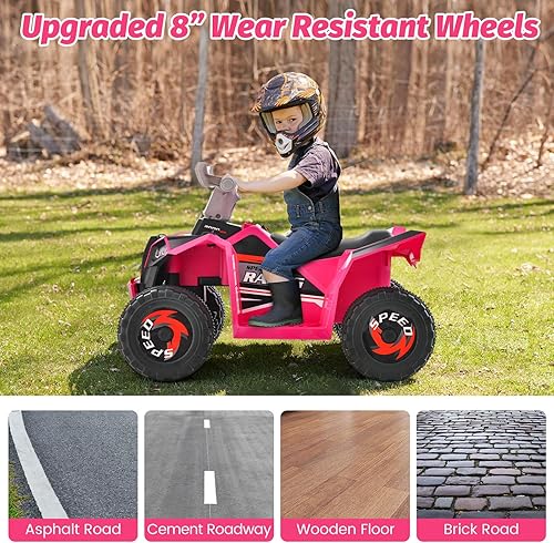 Miniatura 5 de Costzon ATV para niños, vehículo eléctrico de 6 V con interruptor de avanceatrás, asiento grande, ruedas resistentes al desgaste, auto de 4 ruedas