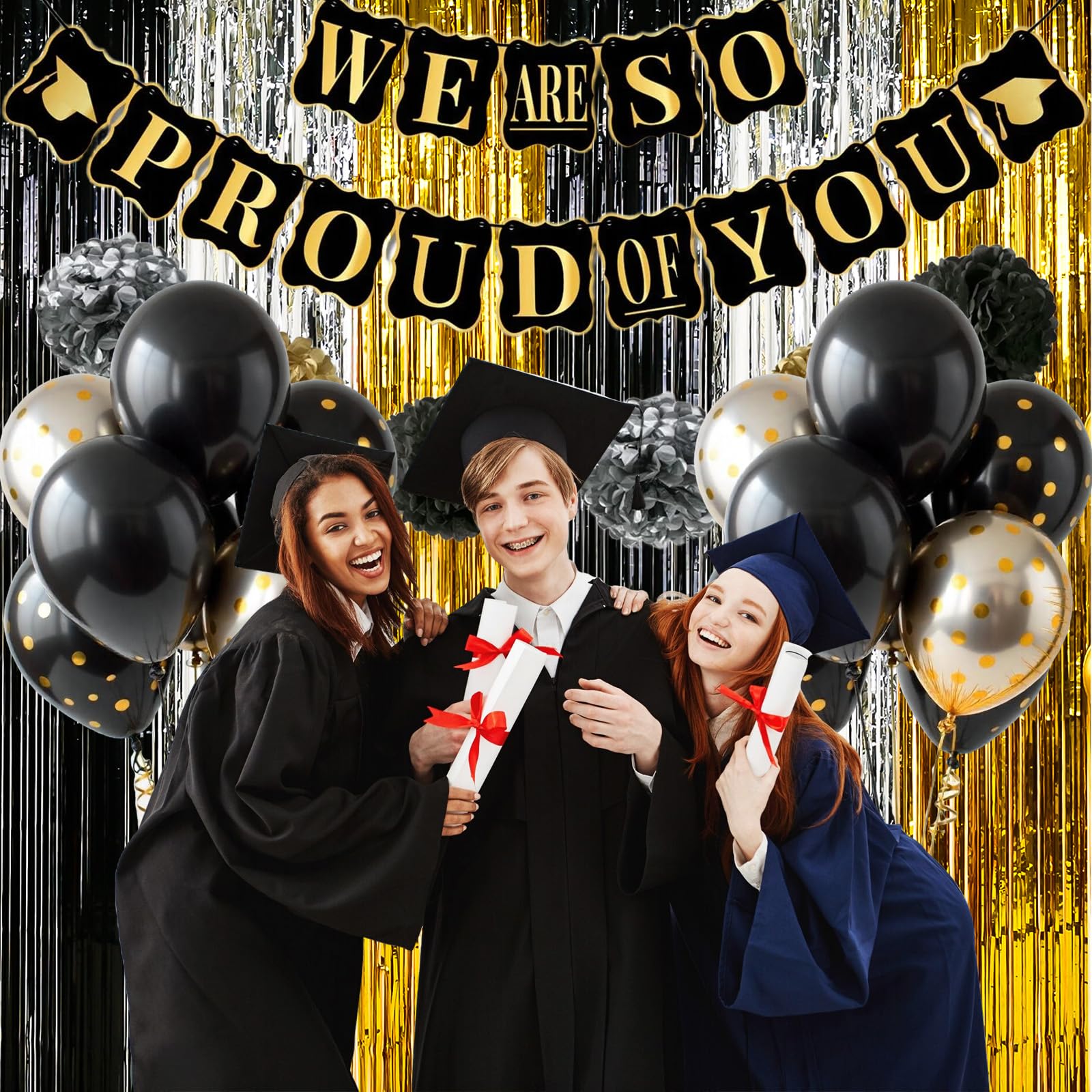 Lot De 2 Rideaux Métallisés - 1 X 2 M - Doré, Orange Et Noir